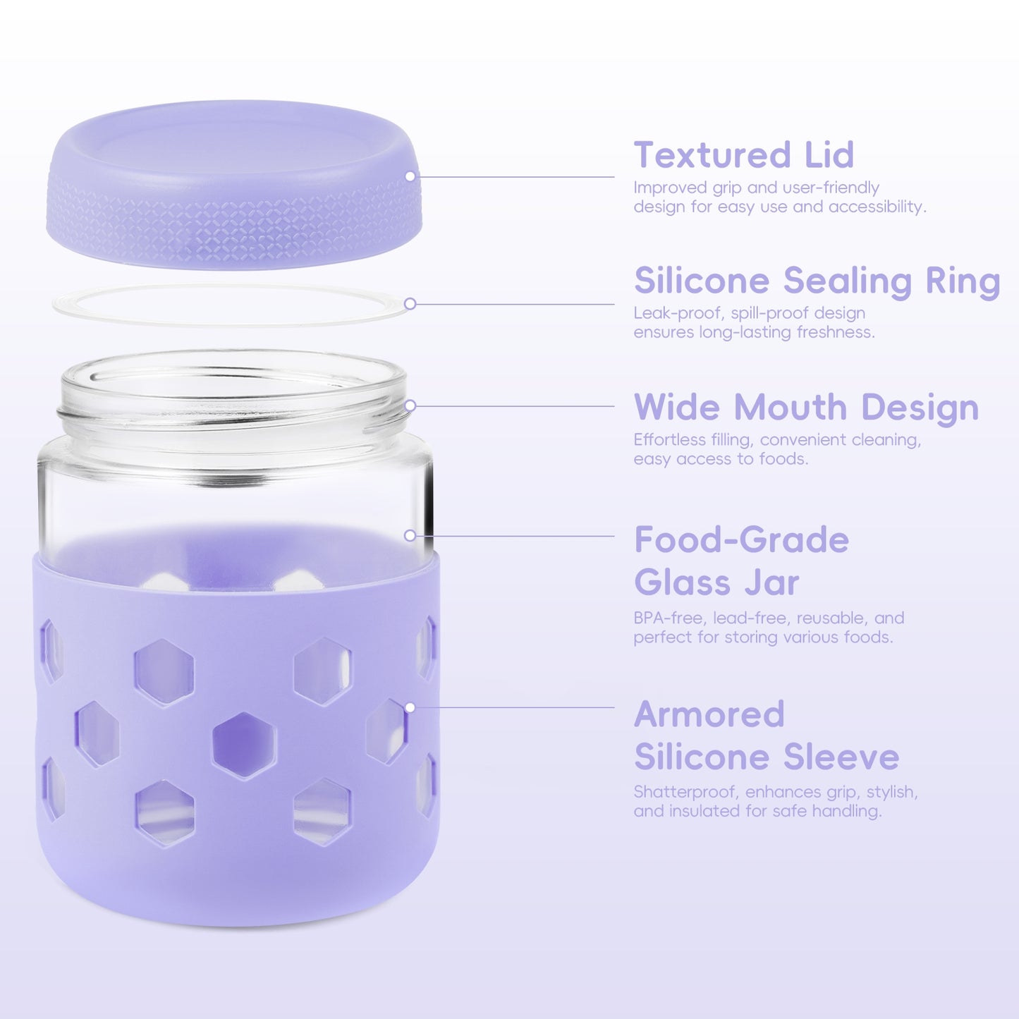 Micebay 8-Pack 16oz & 10oz Overnight Oats Containers with Lids & Silicone Sleeves, Glass Mason Jars with Airtight Lid, Wide Mouth Chia Seed Pudding Meal Prep Jar for Yogurt Berries Snack