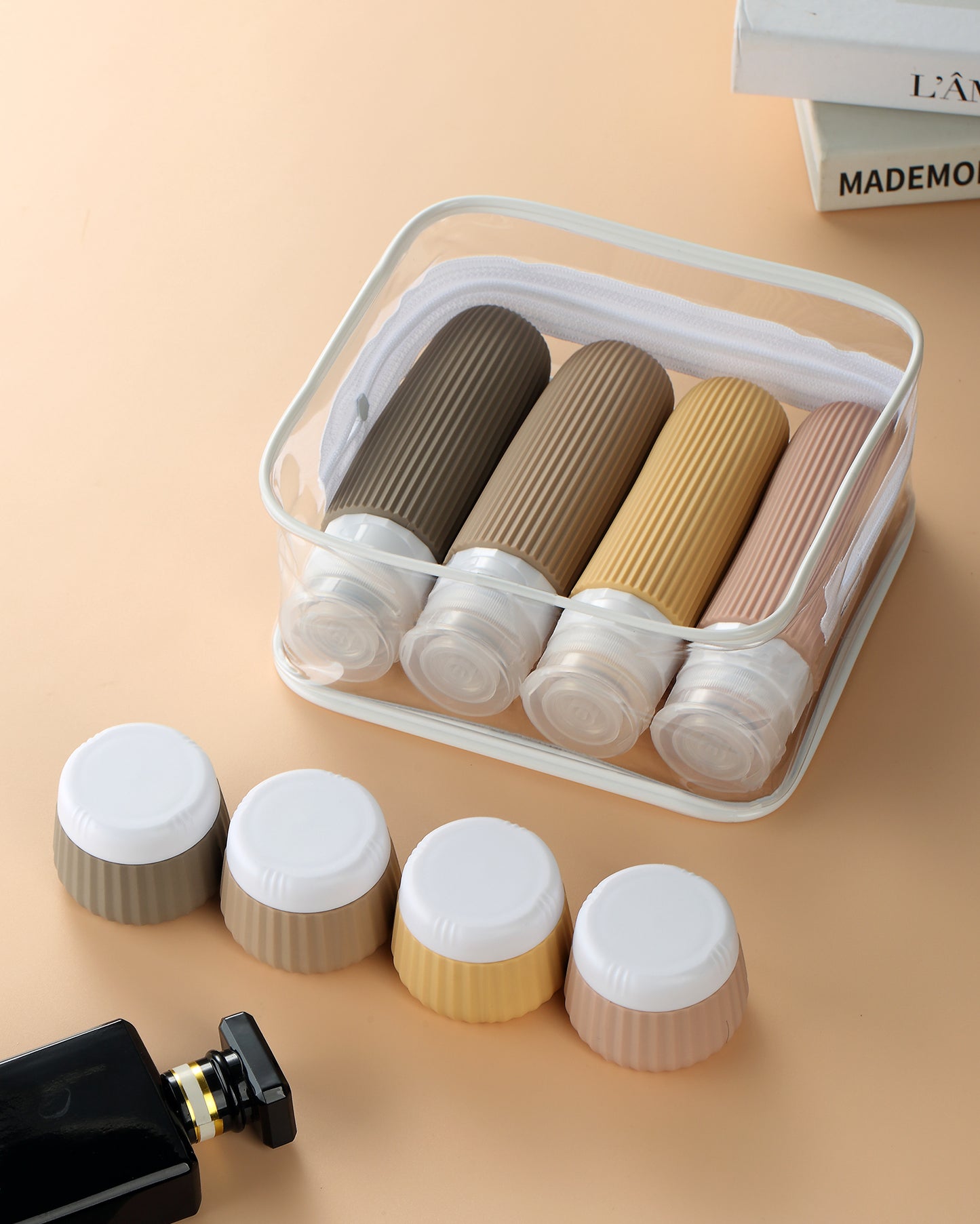 Micebay Travel Bottles 8 Pack, TSA Approved 3 oz Travel Toiletries Containers with Clear Bag, Leak Proof Silicone Squeezable Essentials Jars