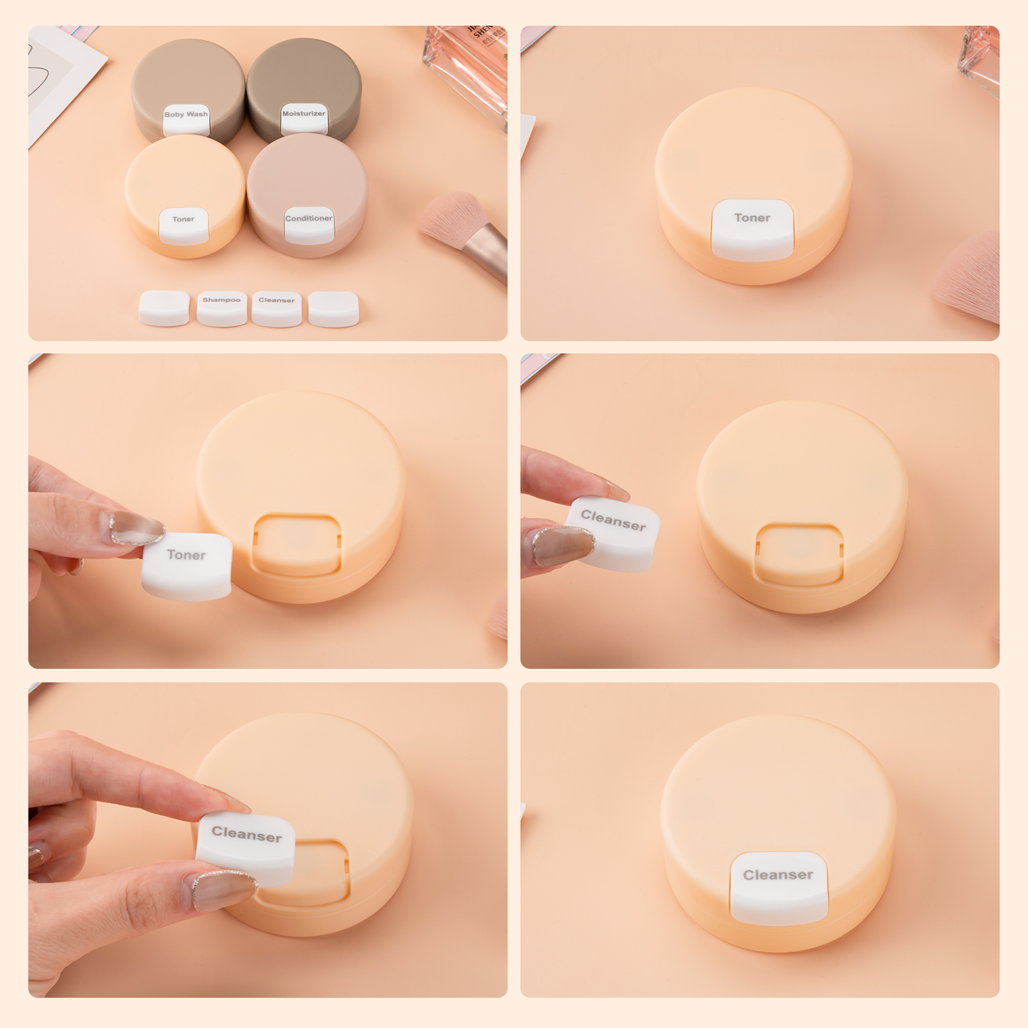 Micebay Travel Containers for Toiletries, Silicone Cream Jars TSA Approved Travel Size Containers with Clear Bag, Leak-proof Travel Accessories with Lid for Cosmetic Face Body Hand Cream (4 Pack)