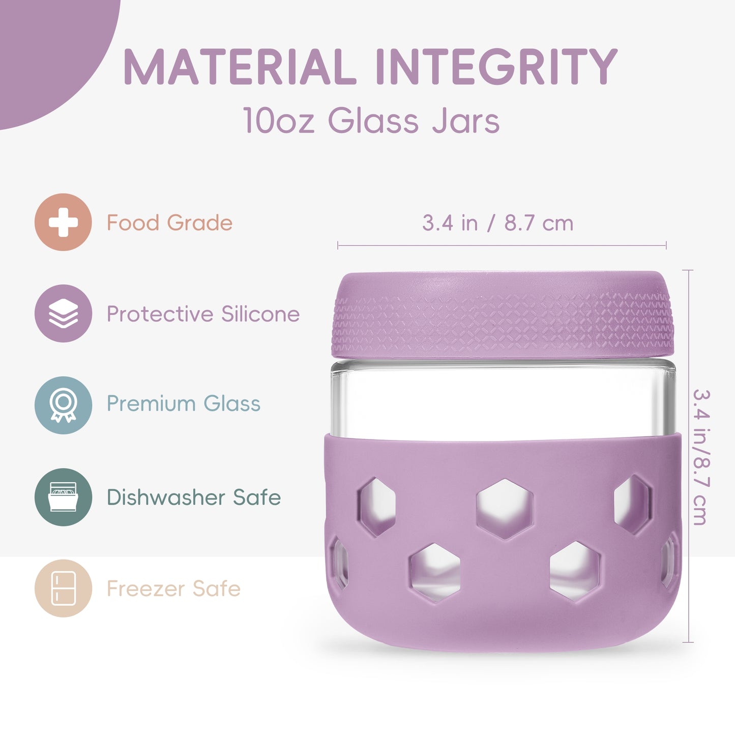 Micebay 6-Pack 10 oz Glass Mason Jars with Silicone Sleeves, Airtight BPA-Free Overnight Oats Containers with Lids, Dishwasher Safe Leak-Proof Meal Prep Jars for Chia Pudding, Yogurt, Snacks