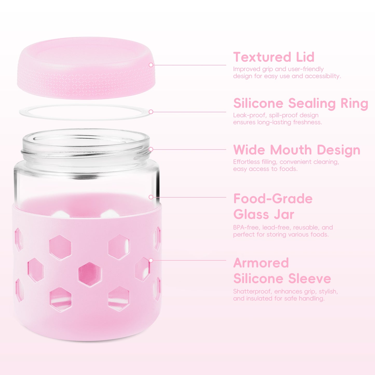 Micebay 8-Pack Overnight Oats Containers with Lids and Colorful Sleeves, 16 oz & 10 oz Airtight Glass Chia Pudding Mason Jars, Dishwasher Safe, Wide Mouth Meal Prep Jar for Yogurt Oatmeal
