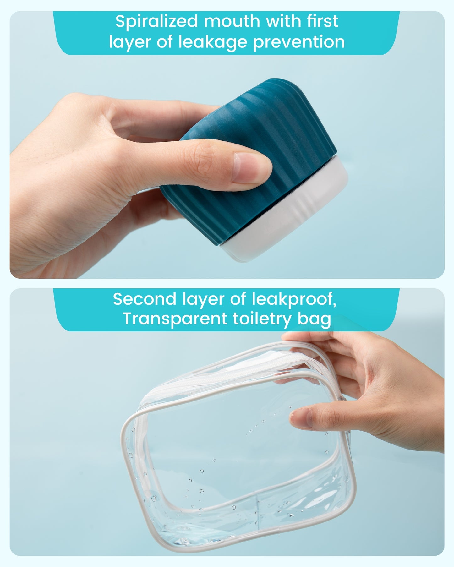 Micebay Travel Containers for Toiletries 4 Pack, TSA Approved Travel Size Toiletries, Travel Size Containers, With Clear Bag Leak Proof Silicone Jars, Travel Essentials Creams Jars Carrying Small Item