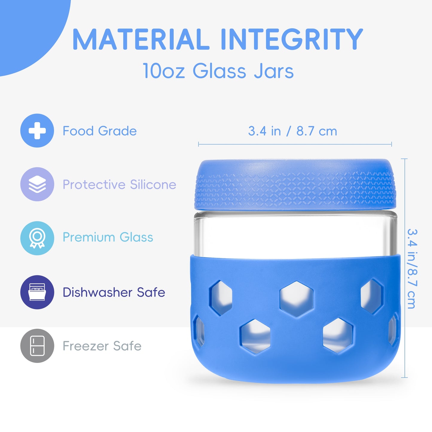 Micebay 6-Pack 10 oz Glass Mason Jars with Silicone Sleeves, Airtight BPA-Free Overnight Oats Containers with Lids, Dishwasher Safe Leak-Proof Meal Prep Jars for Chia Pudding, Yogurt, Snacks