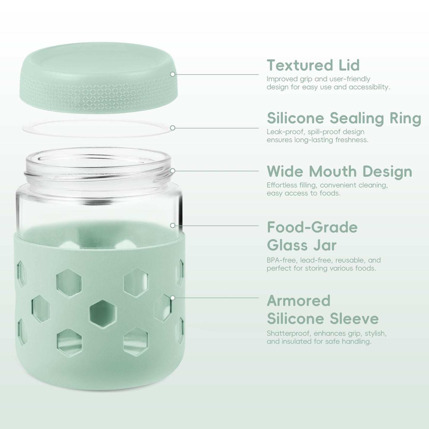 Micebay 8-Pack 16oz & 10oz Overnight Oats Containers with Lids & Silicone Sleeves, Glass Mason Jars with Airtight Lid, Wide Mouth Chia Seed Pudding Meal Prep Jar for Yogurt Berries Snack