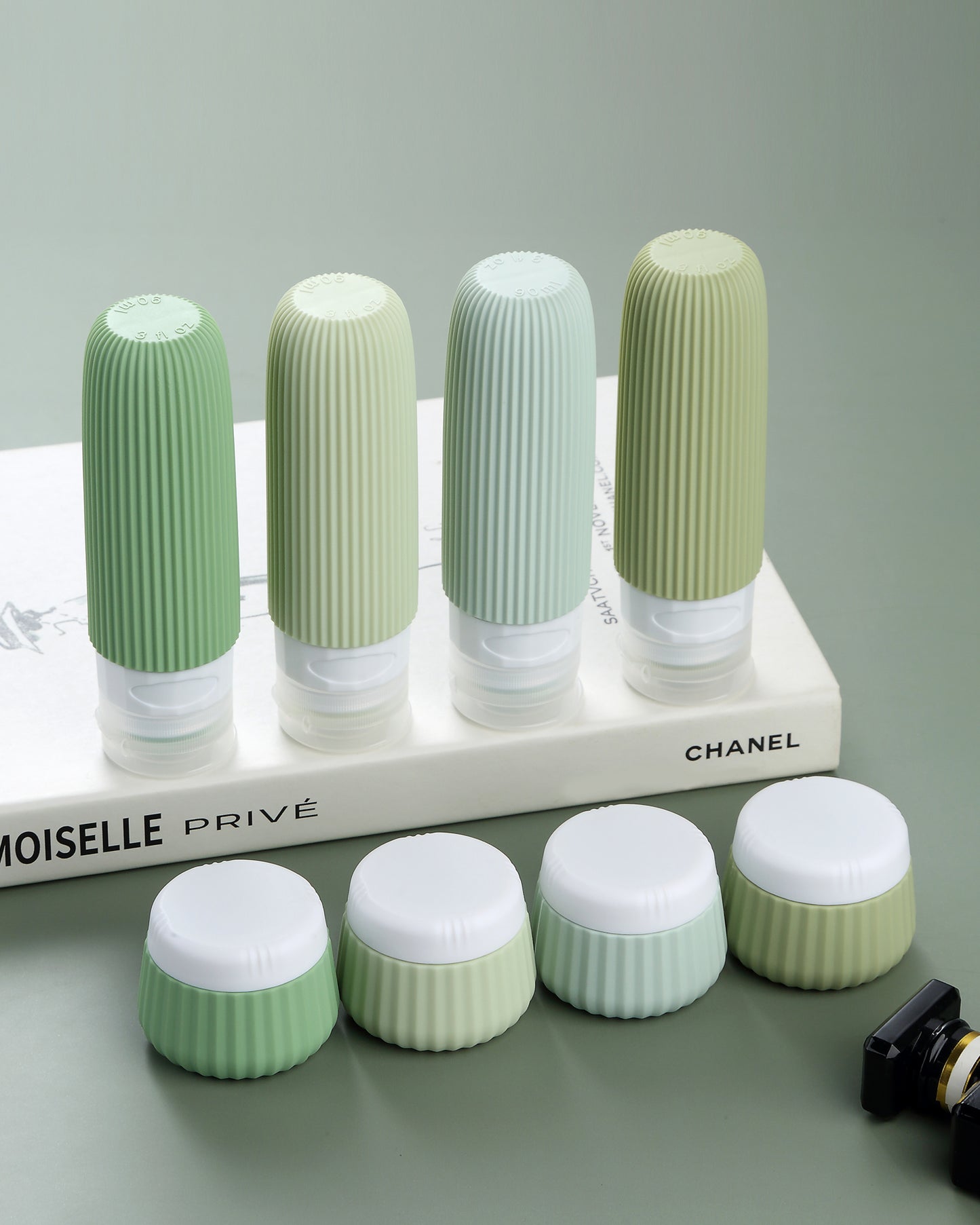 Micebay Travel Bottles for Toiletries 8 Pack, Tsa Approved Travel Size Toiletries 3 oz, Travel Containers for Toiletries, with Clear Bag, Leak Proof Silicone Squeezable Travel Essentials Creams Jars