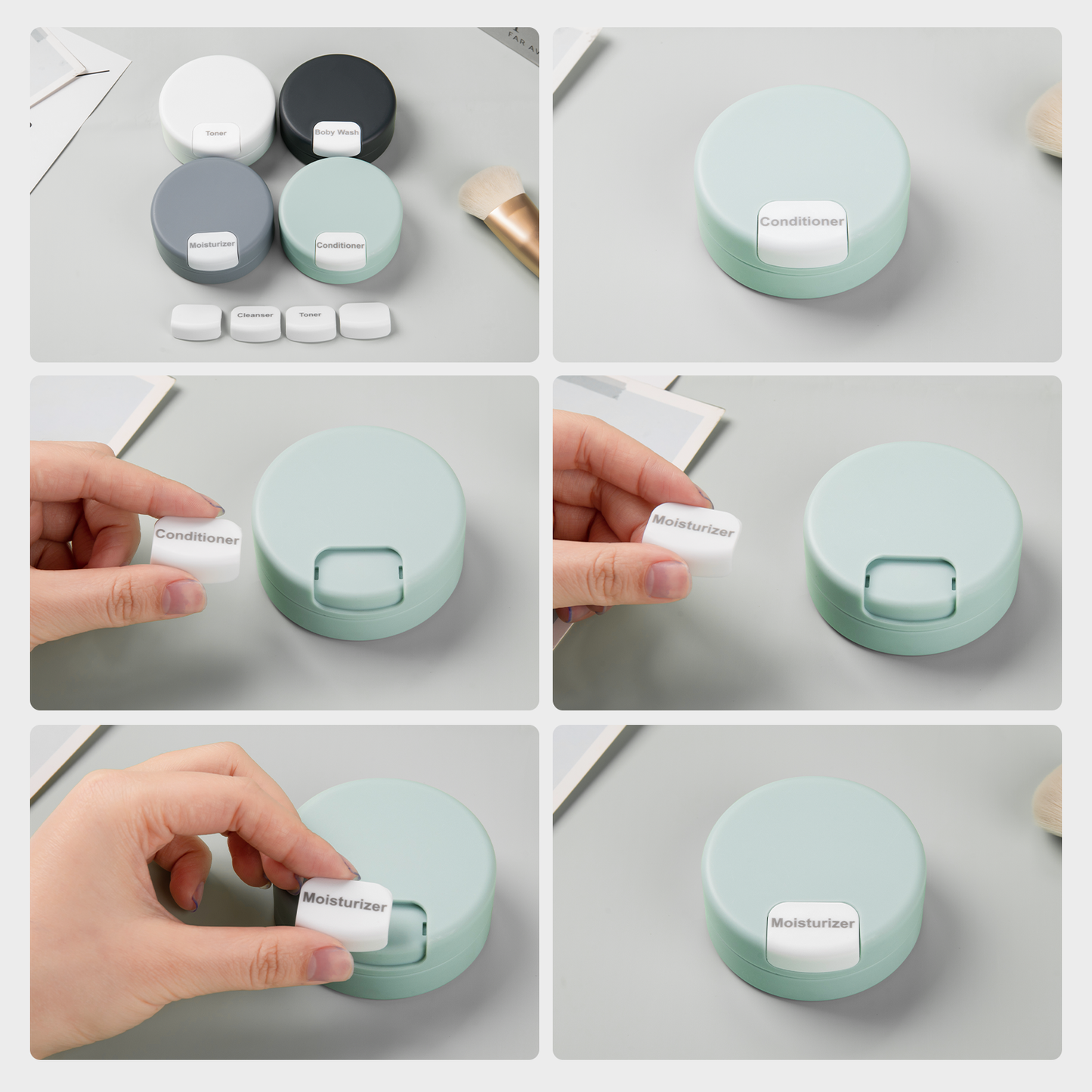 Micebay Travel Containers for Toiletries, Silicone Cream Jars TSA Approved Travel Size Containers with Clear Bag, Leak-proof Travel Accessories with Lid for Cosmetic Face Body Hand Cream (4 Pack)