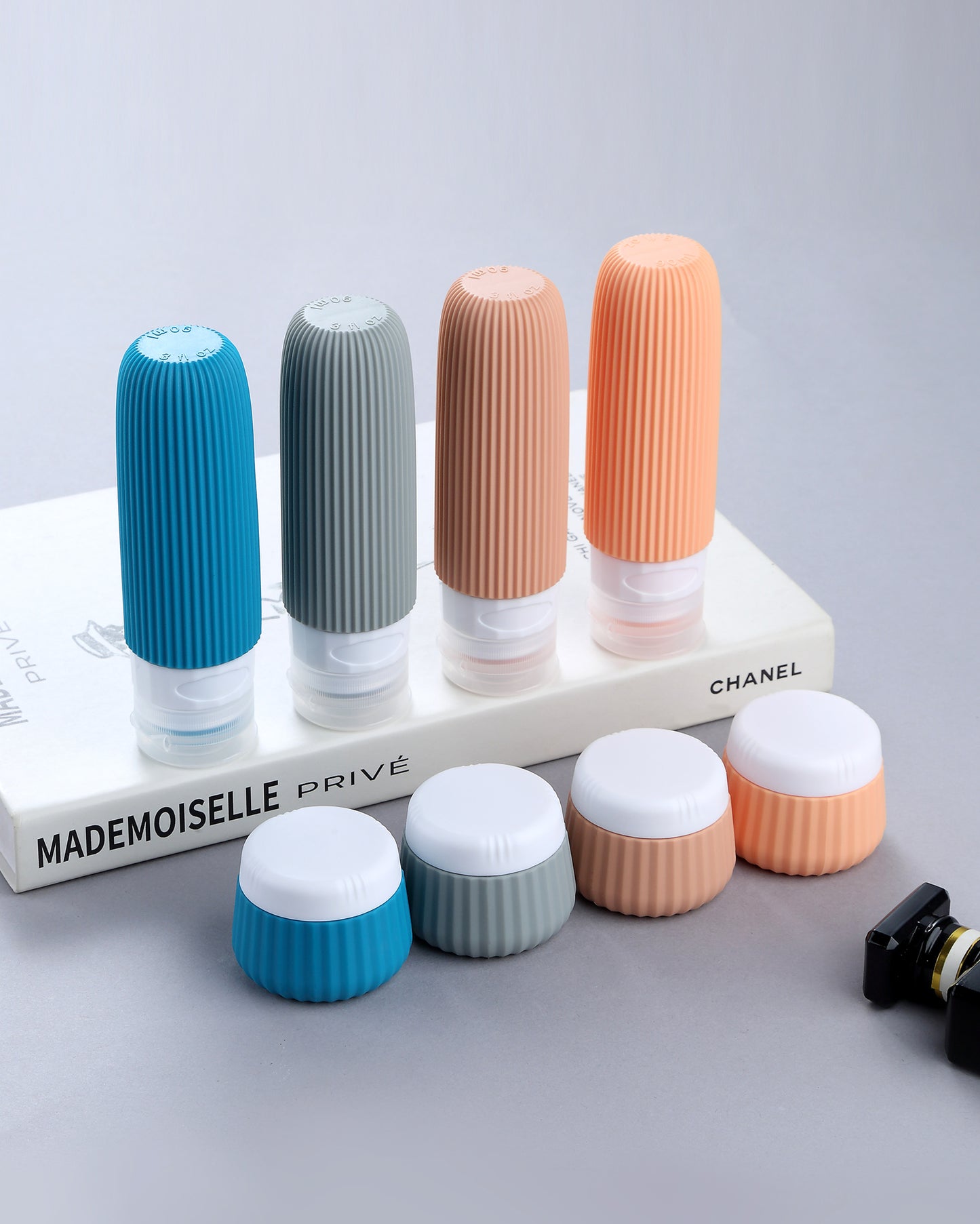 Micebay Travel Bottles - 8 Pack, TSA Approved 3 oz Travel Containers for Toiletries, Clear Bag, Leak Proof Silicone Squeezable Essentials Jars