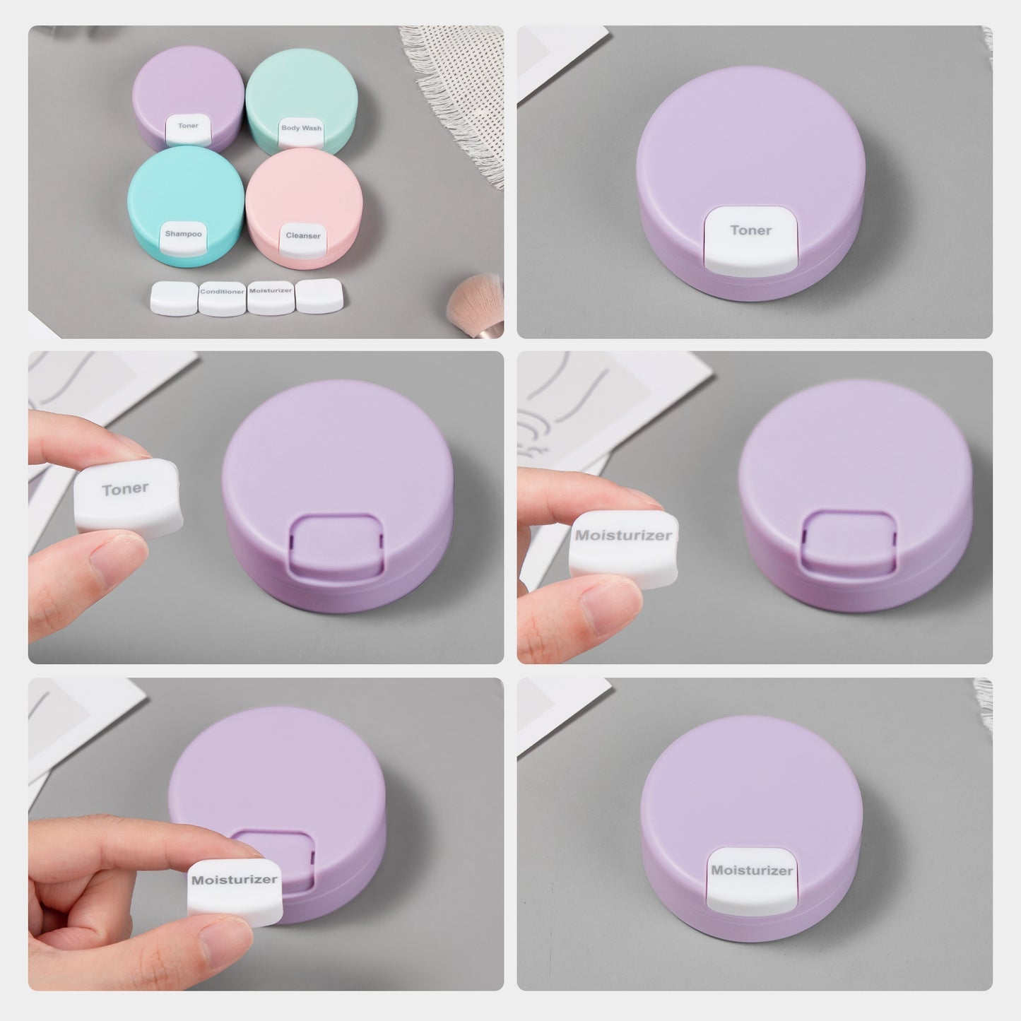 Micebay Travel Containers for Toiletries, Silicone Cream Jars TSA Approved Travel Size Containers with Clear Bag, Leak-proof Travel Accessories with Lid for Cosmetic Face Body Hand Cream (4 Pack)