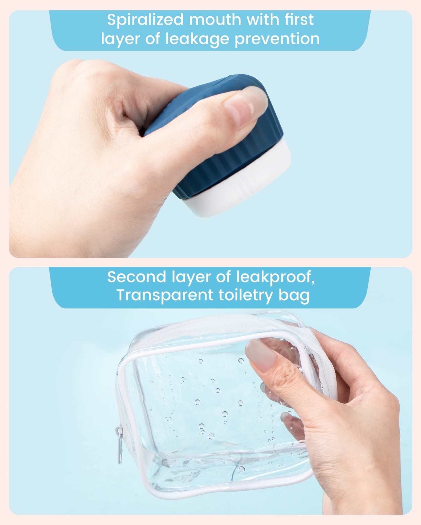 Micebay Travel Containers for Toiletries 4 Pack, TSA Approved Travel Size Toiletries, Portable Size Containers, With Clear Bag Leak Proof Silicone Jars, Essentials Creams Jars Carrying Small Items