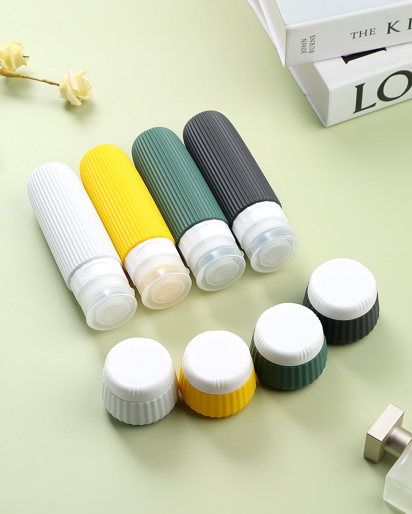 Micebay Travel Bottles - 8 Pack, TSA Approved 3 oz Travel Containers for Toiletries, Clear Bag, Leak Proof Silicone Squeezable Essentials Jars