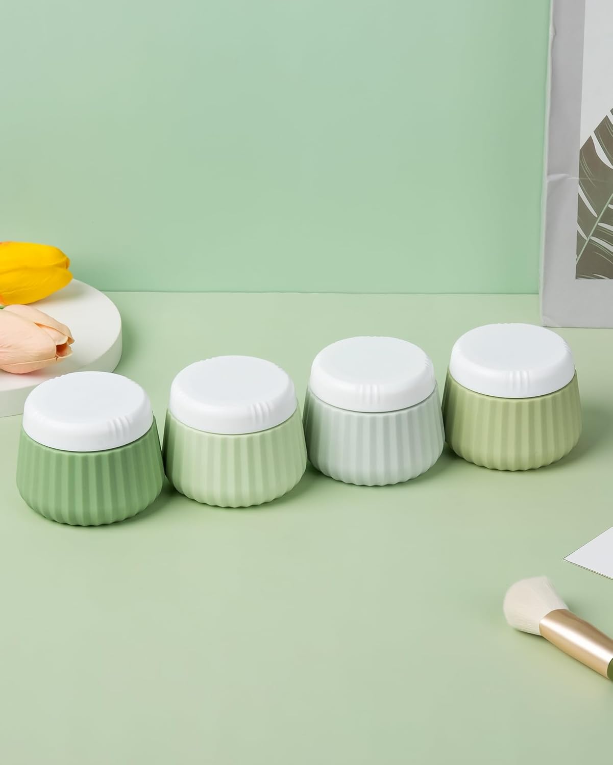Micebay Travel Containers for Toiletries 4 Pack, TSA Approved Travel Size Toiletries, Travel Size Containers, With Clear Bag Leak Proof Silicone Jars, Travel Essentials Creams Jars Carrying Small Item