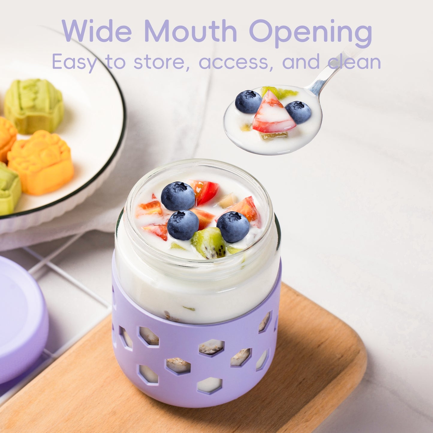 Micebay 6-Pack 16 oz Glass Mason Jars with Silicone Sleeves, Airtight BPA-Free Overnight Oats Containers with Lids, Dishwasher Safe Leak-Proof Meal Prep Jars for Chia Pudding, Yogurt, Snacks