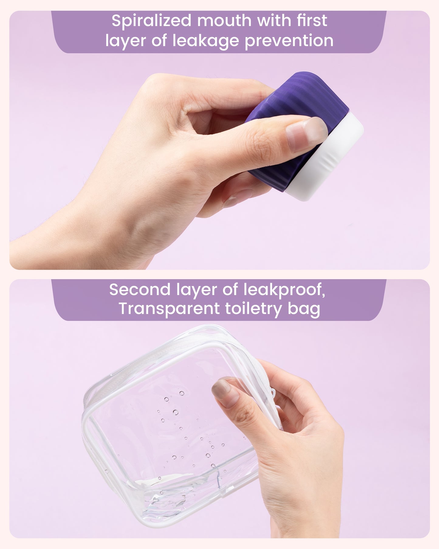Micebay Travel Containers for Toiletries 4 Pack, TSA Approved Travel Size Toiletries, Portable Size Containers, With Clear Bag Leak Proof Silicone Jars, Essentials Creams Jars Carrying Small Items