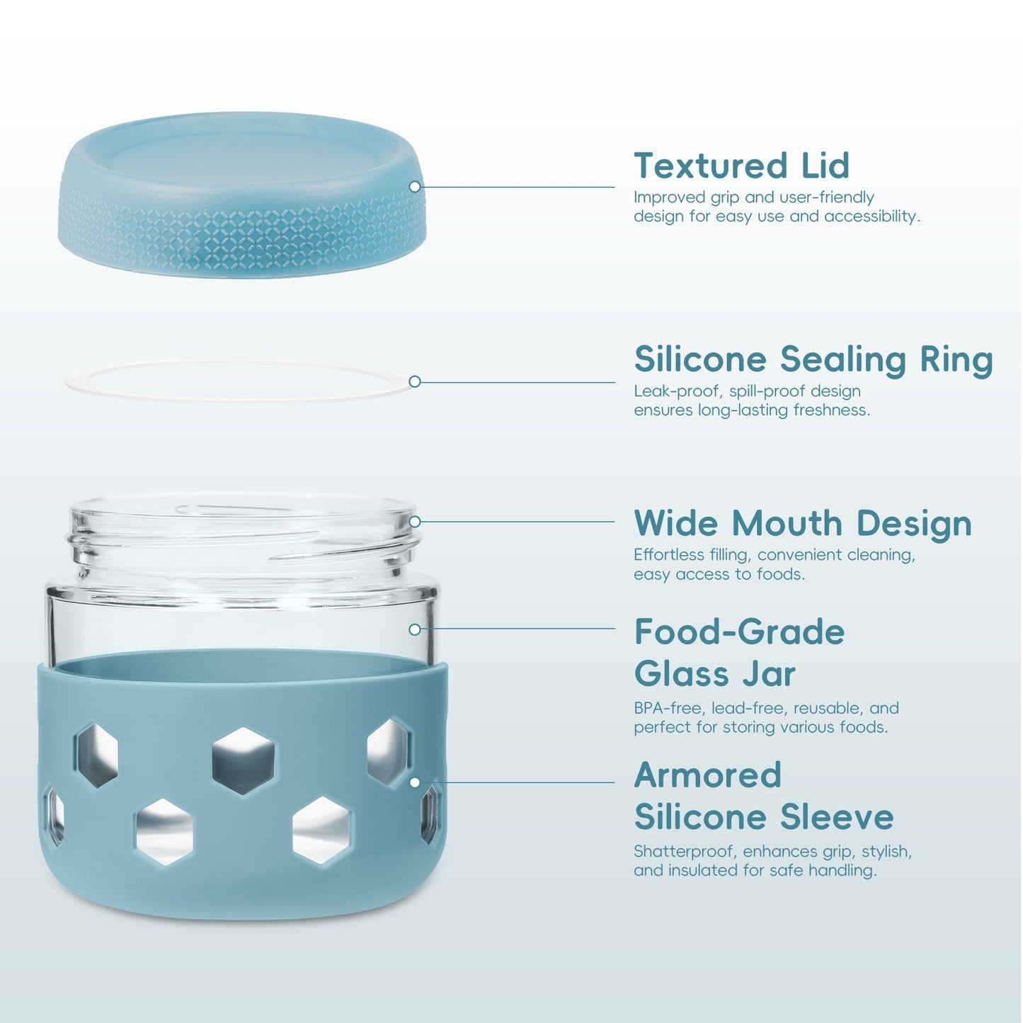 Micebay 6-Pack 10 oz Glass Mason Jars with Silicone Sleeves, Airtight BPA-Free Overnight Oats Containers with Lids, Dishwasher Safe Leak-Proof Meal Prep Jars for Chia Pudding, Yogurt, Snacks