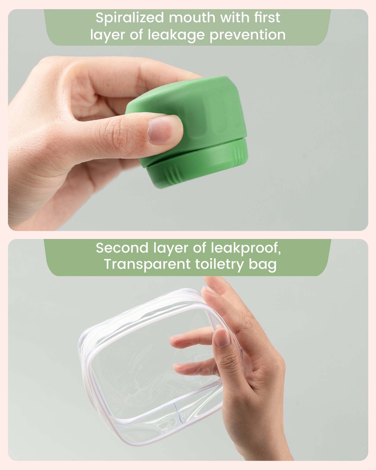 Micebay Travel Containers for Toiletries, Tsa Approved Travel Size Toiletries 4 Pack, with Clear Bag, Leak Proof Silicone Jars