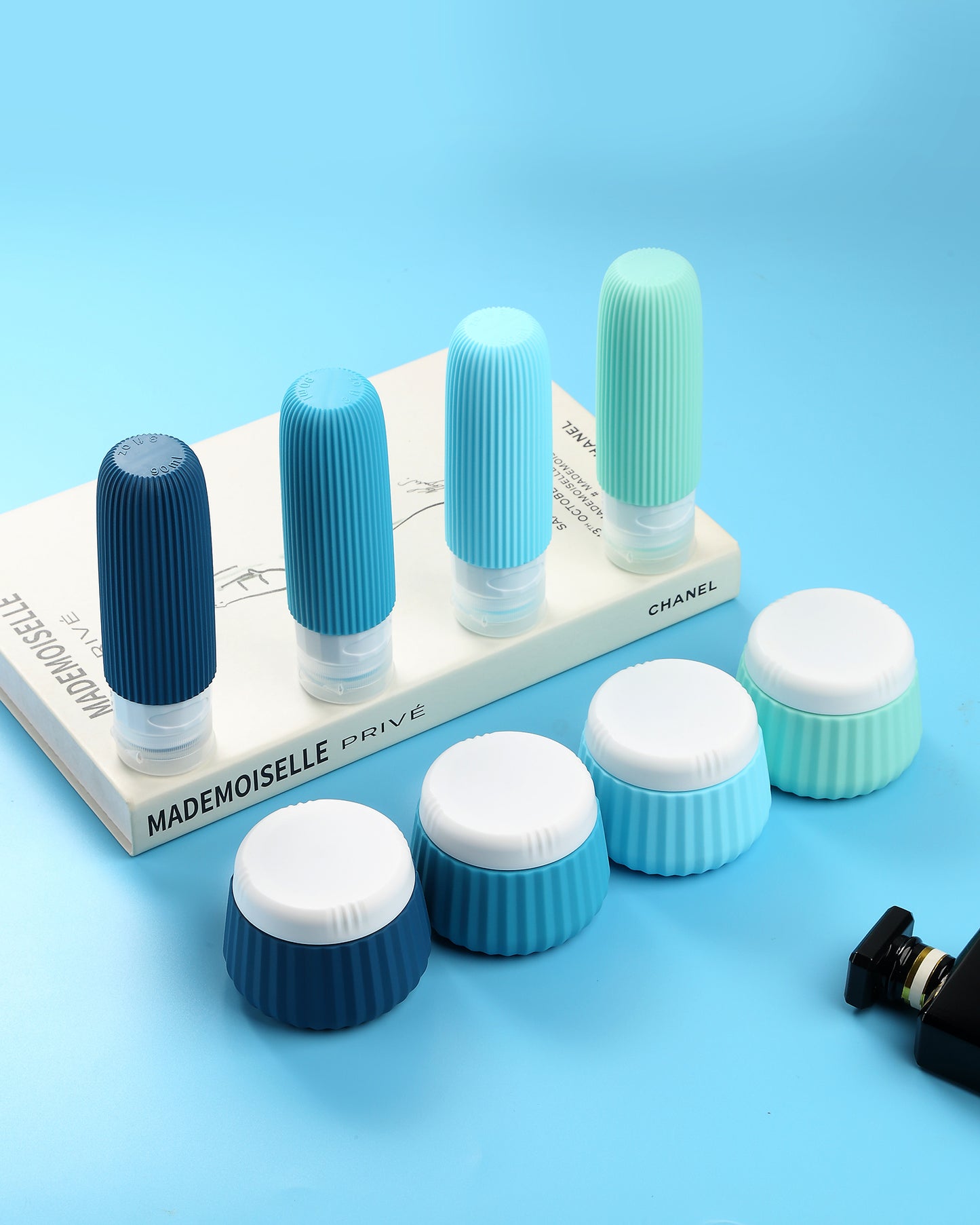 Micebay Travel Bottles 8 Pack, TSA Approved 3 oz Toiletries Containers, Leak Proof Silicone Squeezable Essentials Jars with Clear Bag