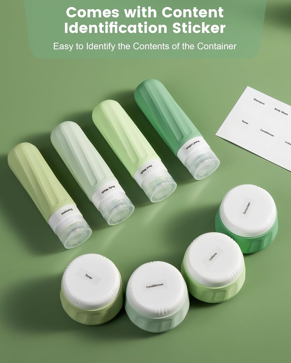 Micebay Travel Bottles for Toiletries 8 Pack, Travel Size Toiletries, Tsa Approved Travel Size Containers 3oz, with Travel Essentials Clear Bag, Leak Proof Silicone Squeezable Creams Jars