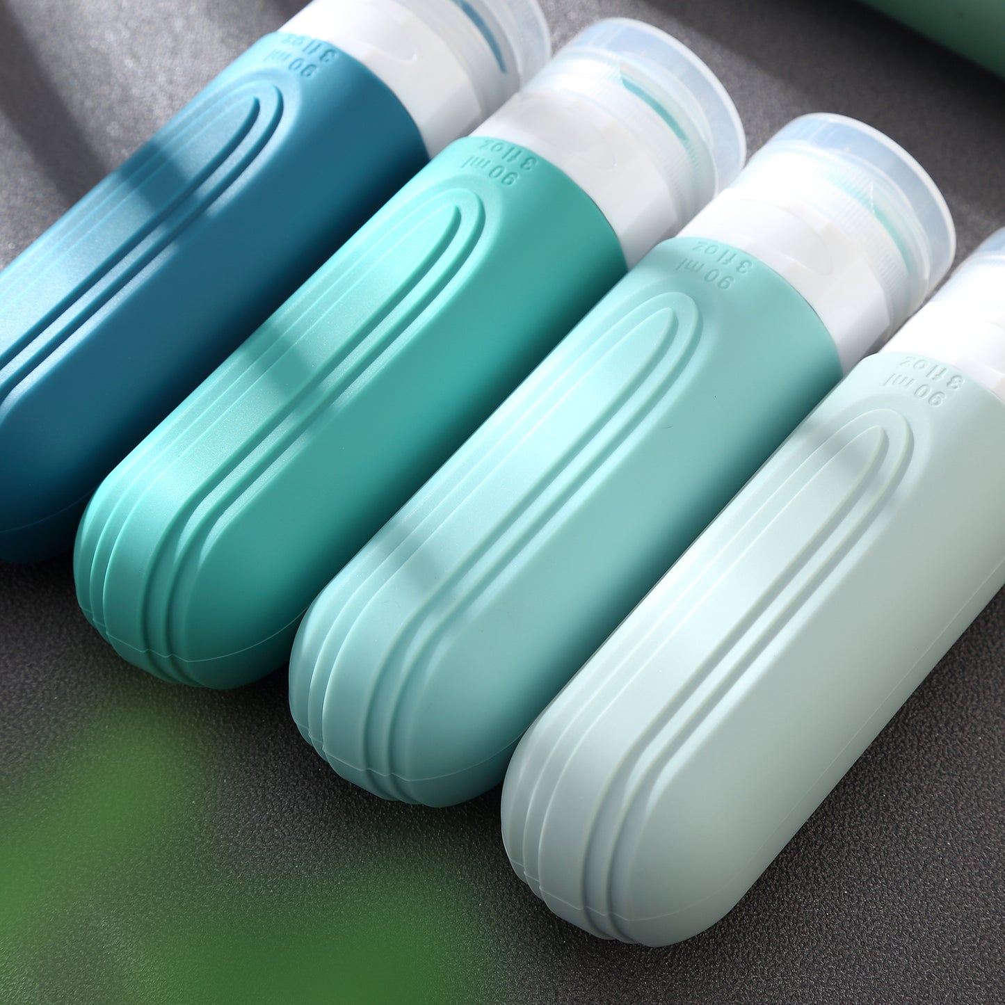 Micebay Leak-Proof 3-oz Silicone Squeezable Travel Bottles for Toiletries, Refillable Travel Size Containers, BPA Free, TSA Approved, Mint, 4 Pack