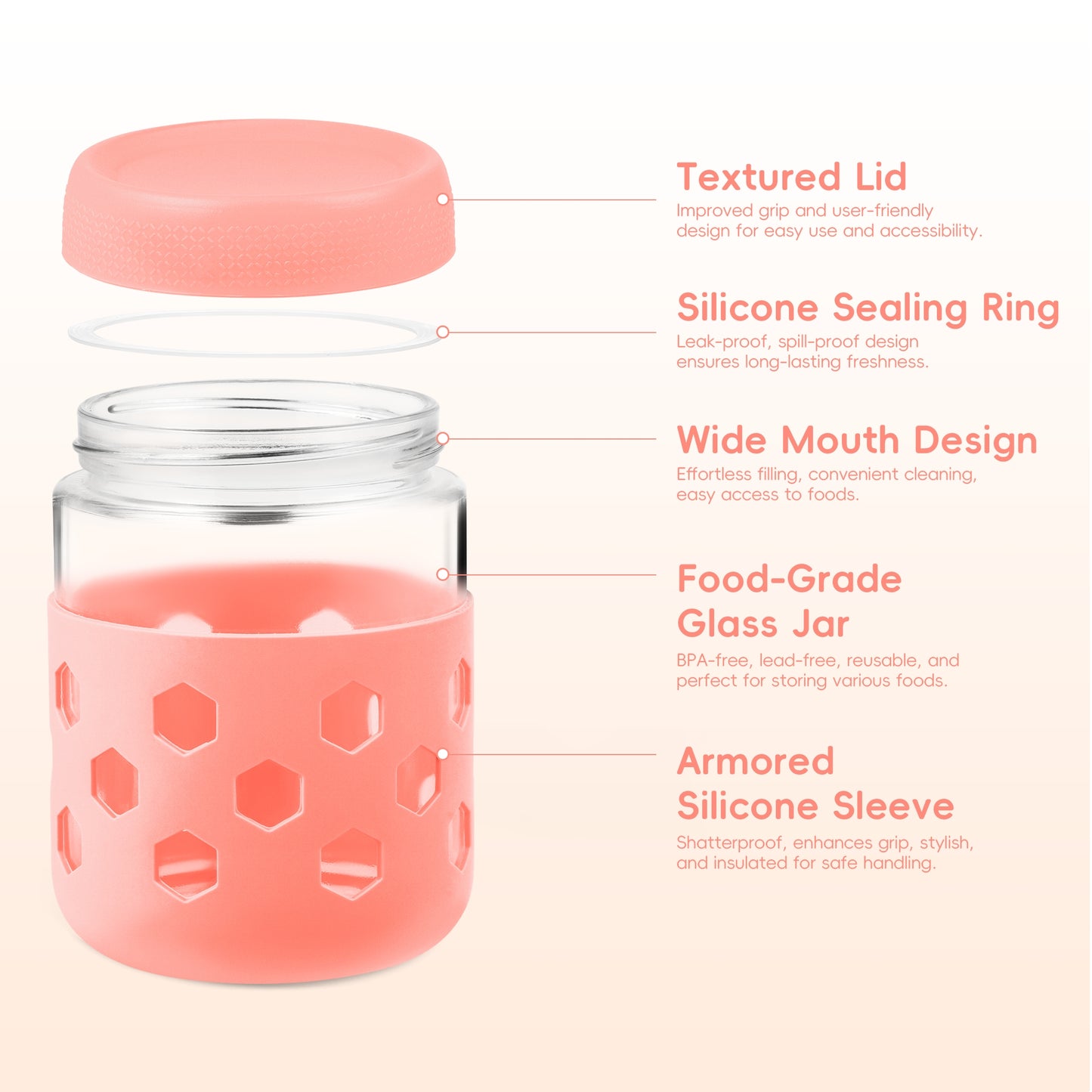 Micebay 6-Pack 16 oz Glass Mason Jars with Silicone Sleeves, Airtight BPA-Free Overnight Oats Containers with Lids, Dishwasher Safe Leak-Proof Meal Prep Jars for Chia Pudding, Yogurt, Snacks