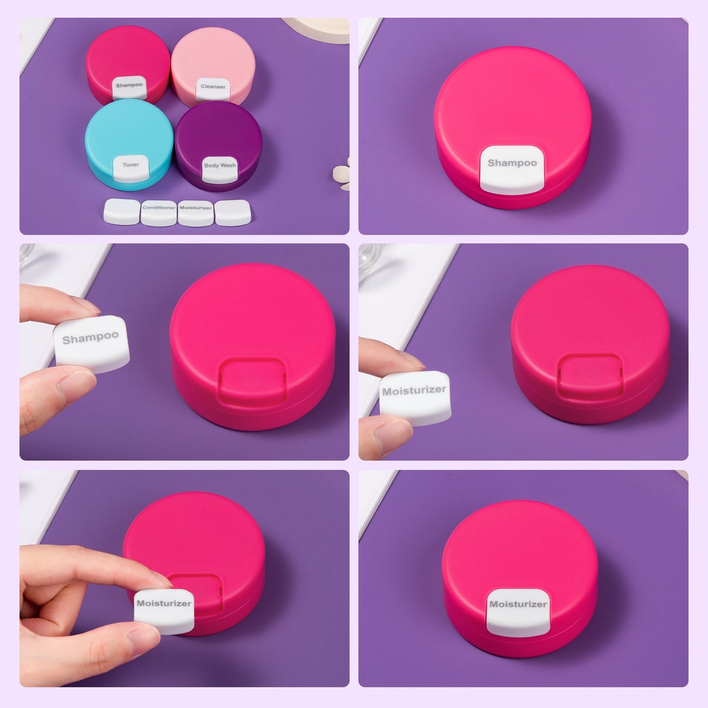 Micebay Travel Containers for Toiletries, Silicone Cream Jars TSA Approved Travel Size Containers with Clear Bag, Leak-proof Travel Accessories with Lid for Cosmetic Face Body Hand Cream (4 Pack)