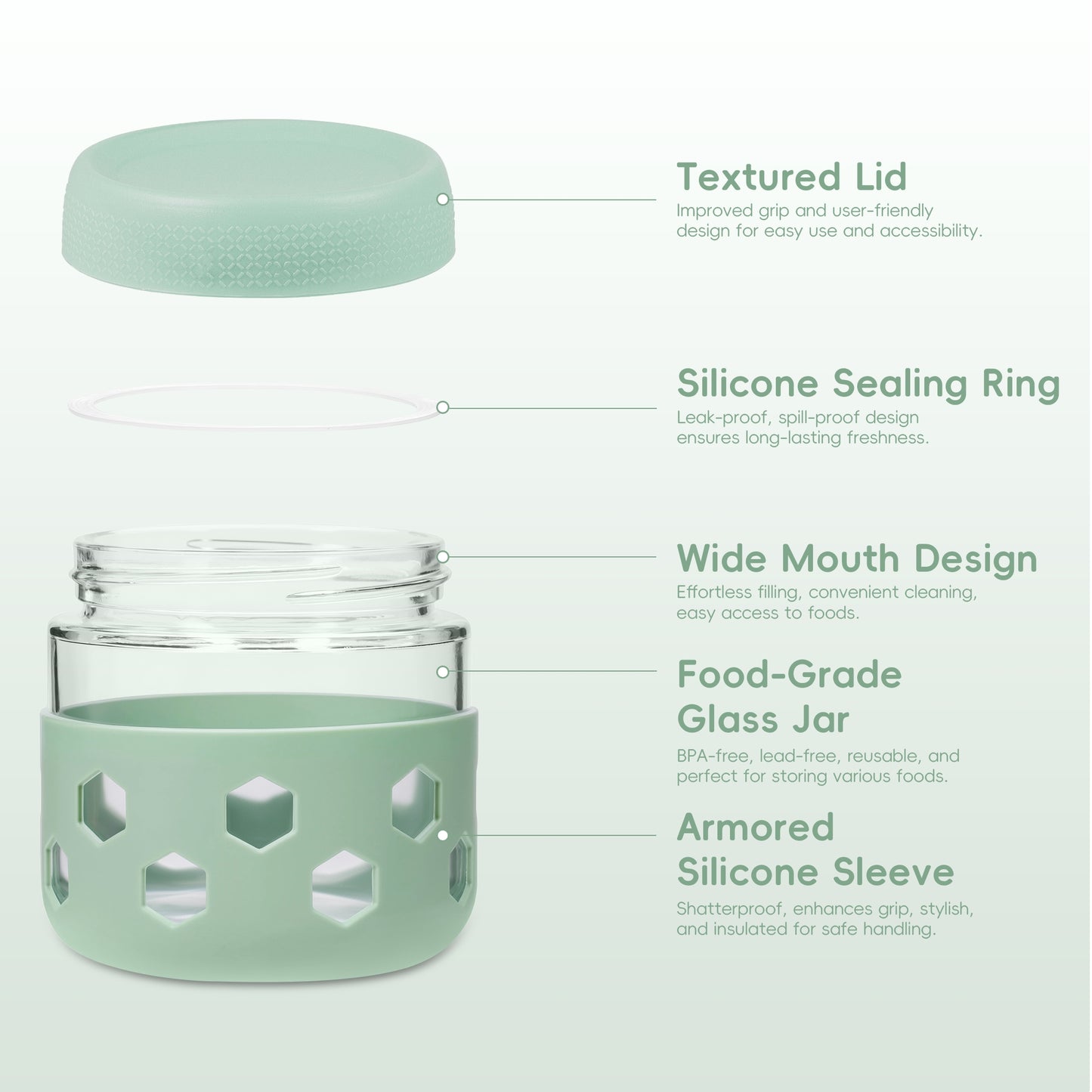 Micebay 6-Pack 10 oz Glass Mason Jars with Silicone Sleeves, Airtight BPA-Free Overnight Oats Containers with Lids, Dishwasher Safe Leak-Proof Meal Prep Jars for Chia Pudding, Yogurt, Snacks