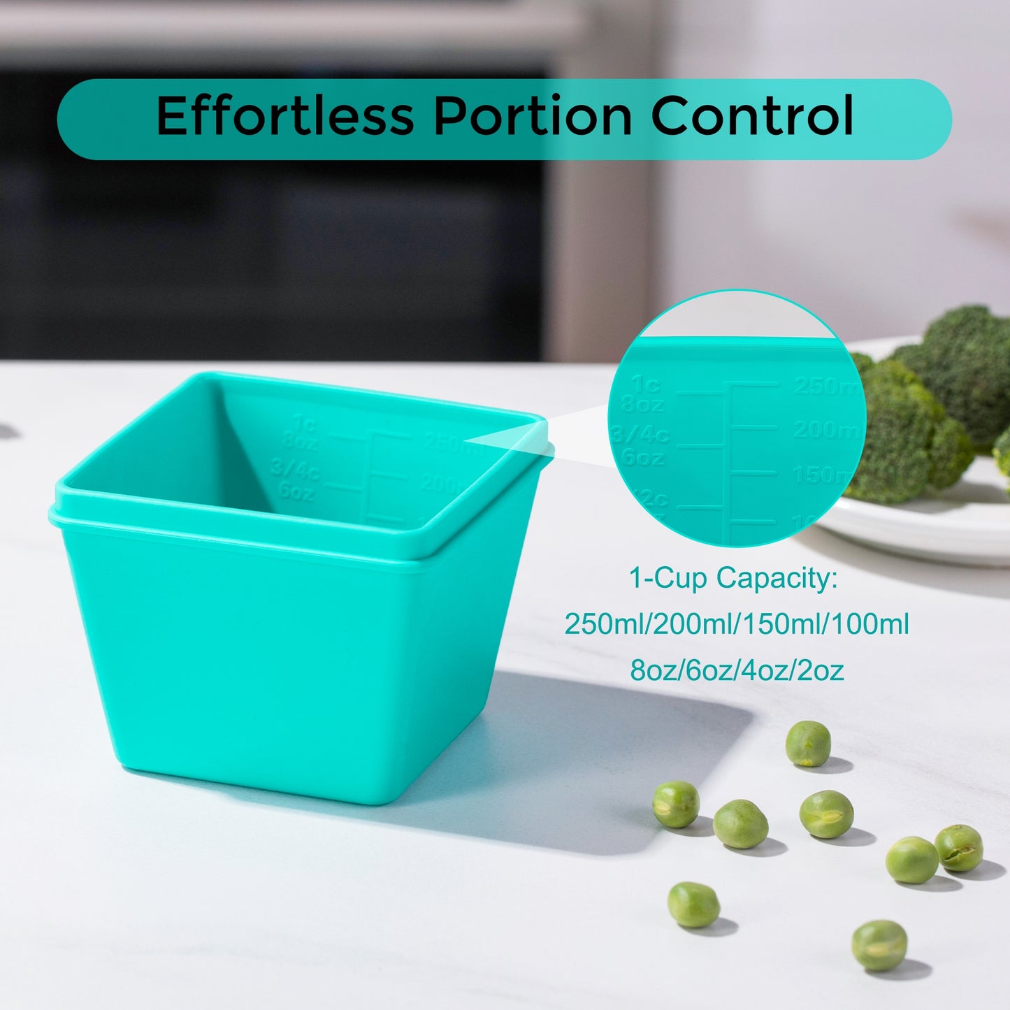 Micebay 1-Cup Silicone Freezer Molds with Lids, Individual 4-Pack Portion Soup Cubes Freezer Trays for Food Storage, Oven & Dishwasher Safe, BPA-Free, Silicone Freezer Containers for Meal Prep