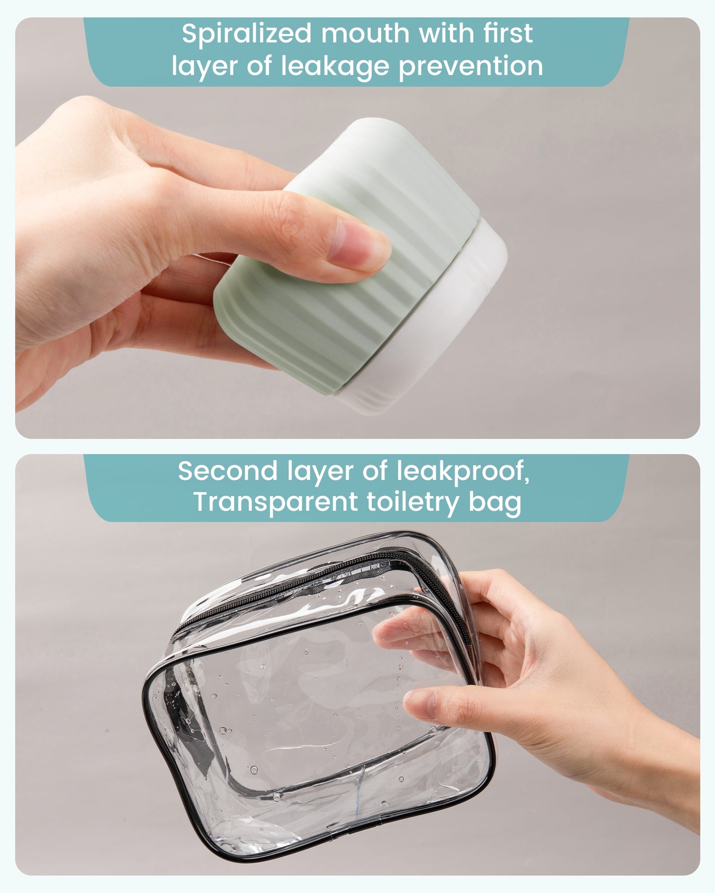 Micebay Travel Containers for Toiletries 4 Pack, TSA Approved Travel Size Toiletries, Travel Size Containers, With Clear Bag Leak Proof Silicone Jars, Travel Essentials Creams Jars Carrying Small Item