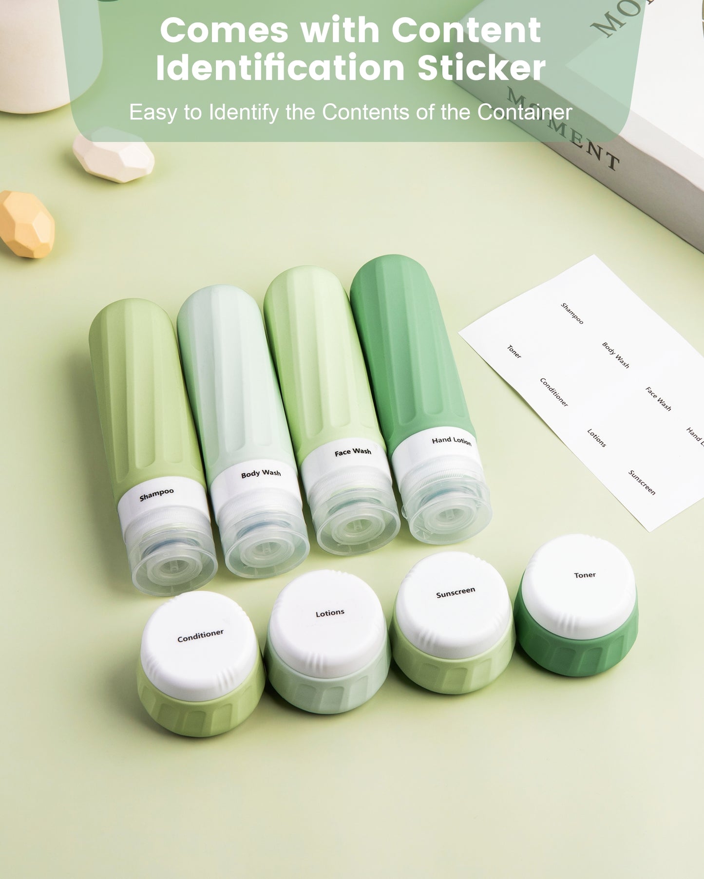 Micebay Travel Bottles for Toiletries 8 Pack, Travel Size Toiletries, Tsa Approved Travel Size Containers 3oz, with Travel Essentials Clear Bag, Leak Proof Silicone Squeezable Creams Jars