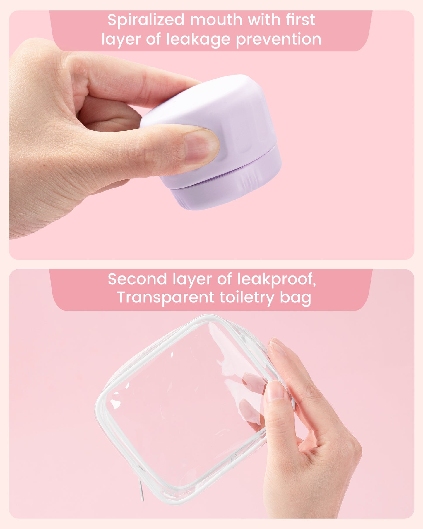 Micebay Travel Containers for Toiletries, Tsa Approved Travel Size Toiletries 4 Pack, with Clear Bag, Leak Proof Silicone Jars