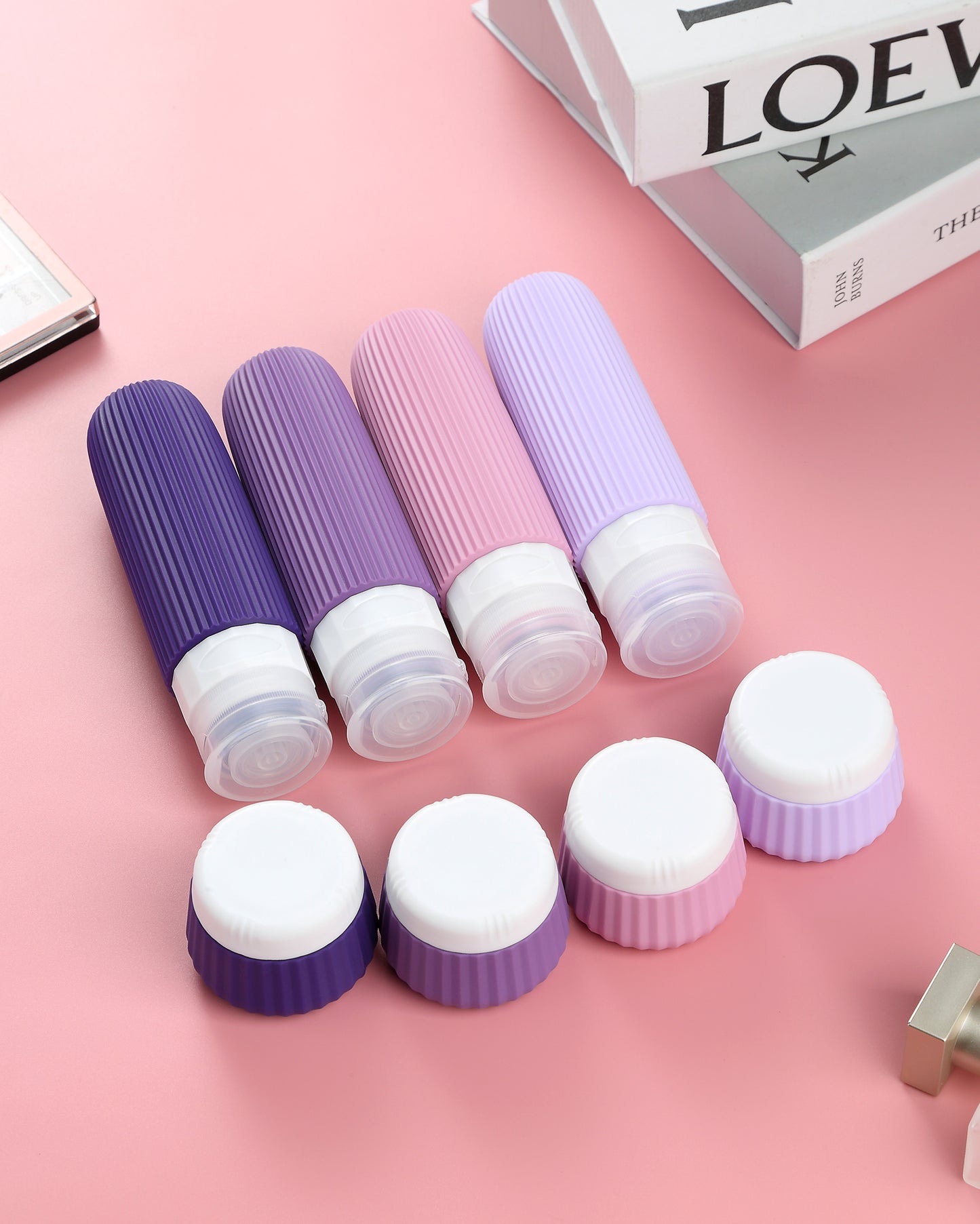Micebay Travel Bottles - 8 Pack, TSA Approved 3 oz Travel Containers for Toiletries, Clear Bag, Leak Proof Silicone Squeezable Essentials Jars