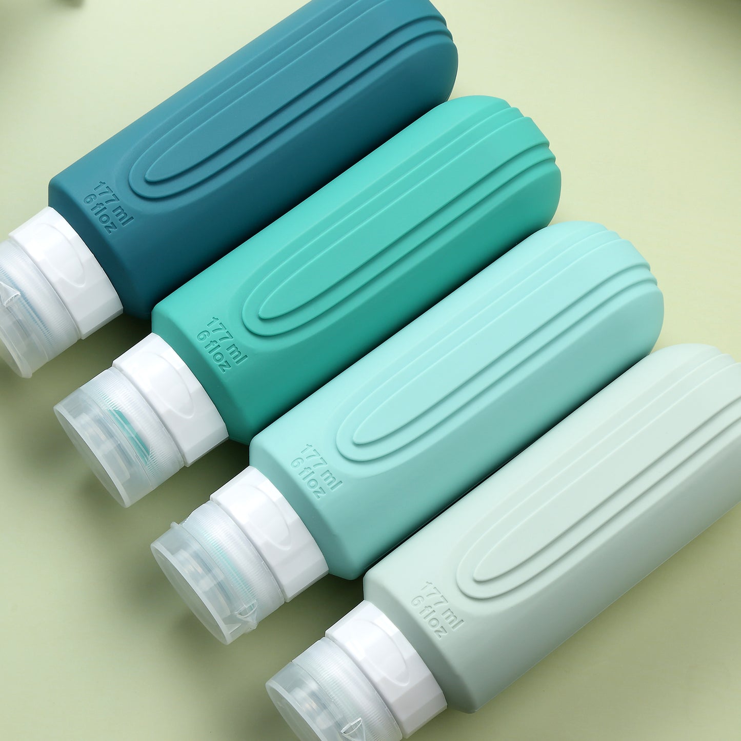 Micebay Leak-Proof 6-oz Silicone Squeezable Travel Bottles for Toiletries, Refillable Travel Size Containers, BPA Free, TSA Approved, Mint, 4 Pack