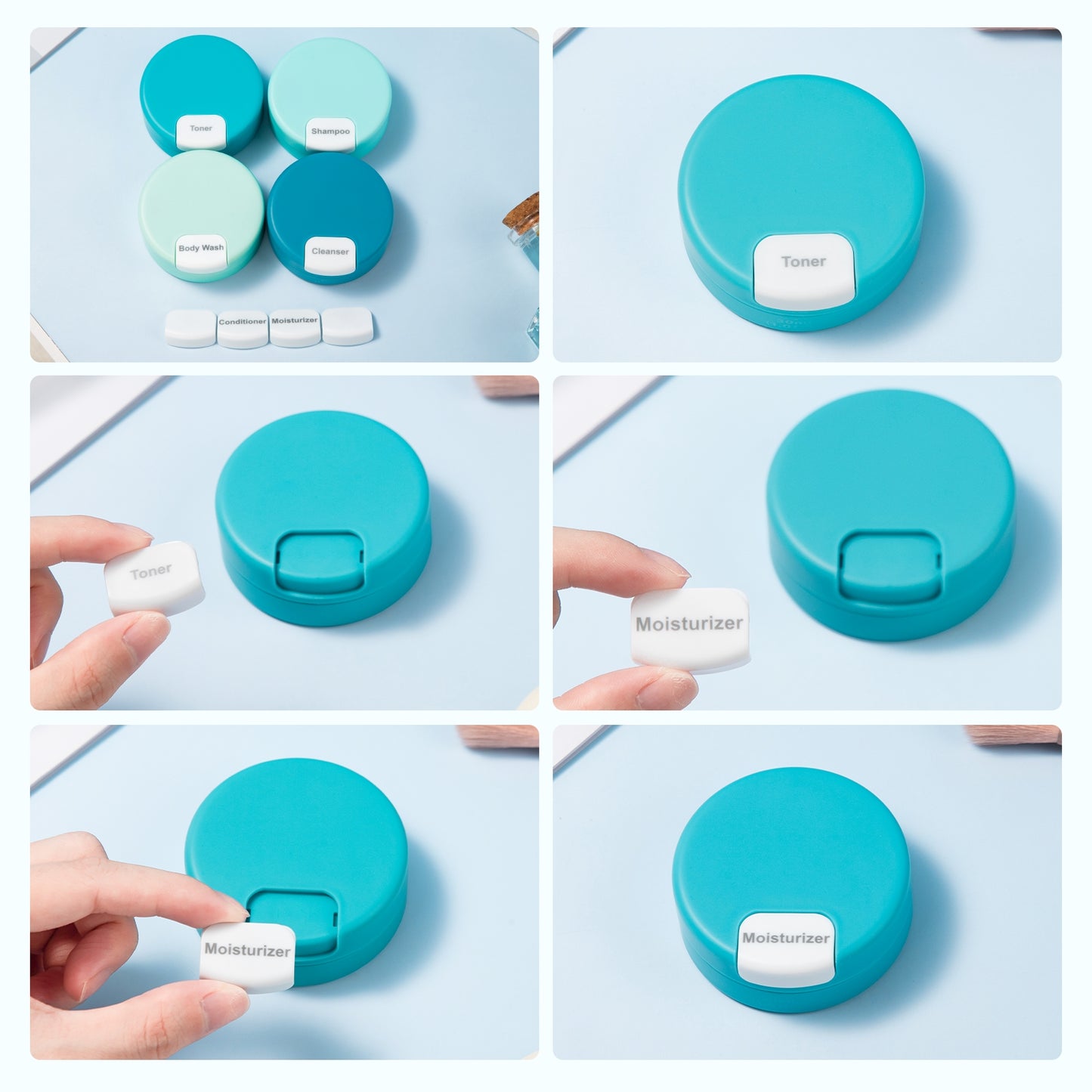 Micebay Travel Containers for Toiletries, Silicone Cream Jars TSA Approved Travel Size Containers with Clear Bag, Leak-proof Travel Accessories with Lid for Cosmetic Face Body Hand Cream (4 Pack)