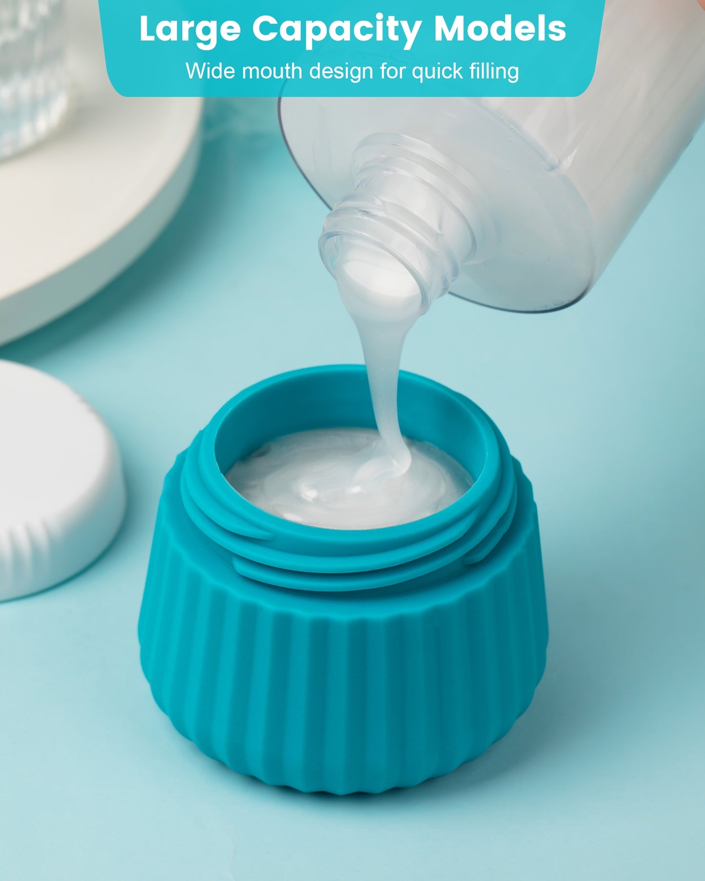 Micebay Travel Containers for Toiletries 4 Pack, TSA Approved Travel Size Toiletries, Travel Size Containers, With Clear Bag Leak Proof Silicone Jars, Travel Essentials Creams Jars Carrying Small Item