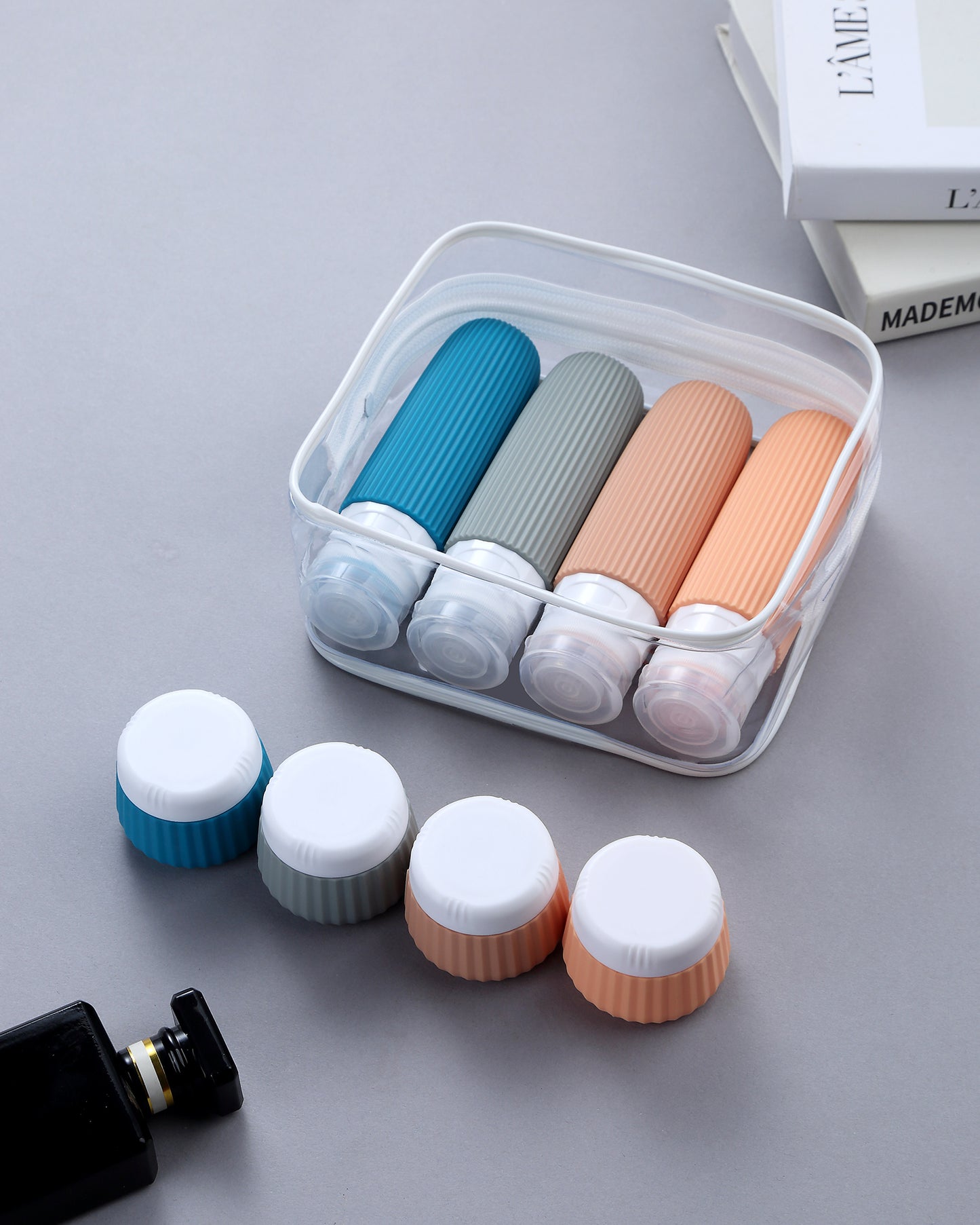 Micebay Travel Bottles - 8 Pack, TSA Approved 3 oz Travel Containers for Toiletries, Clear Bag, Leak Proof Silicone Squeezable Essentials Jars