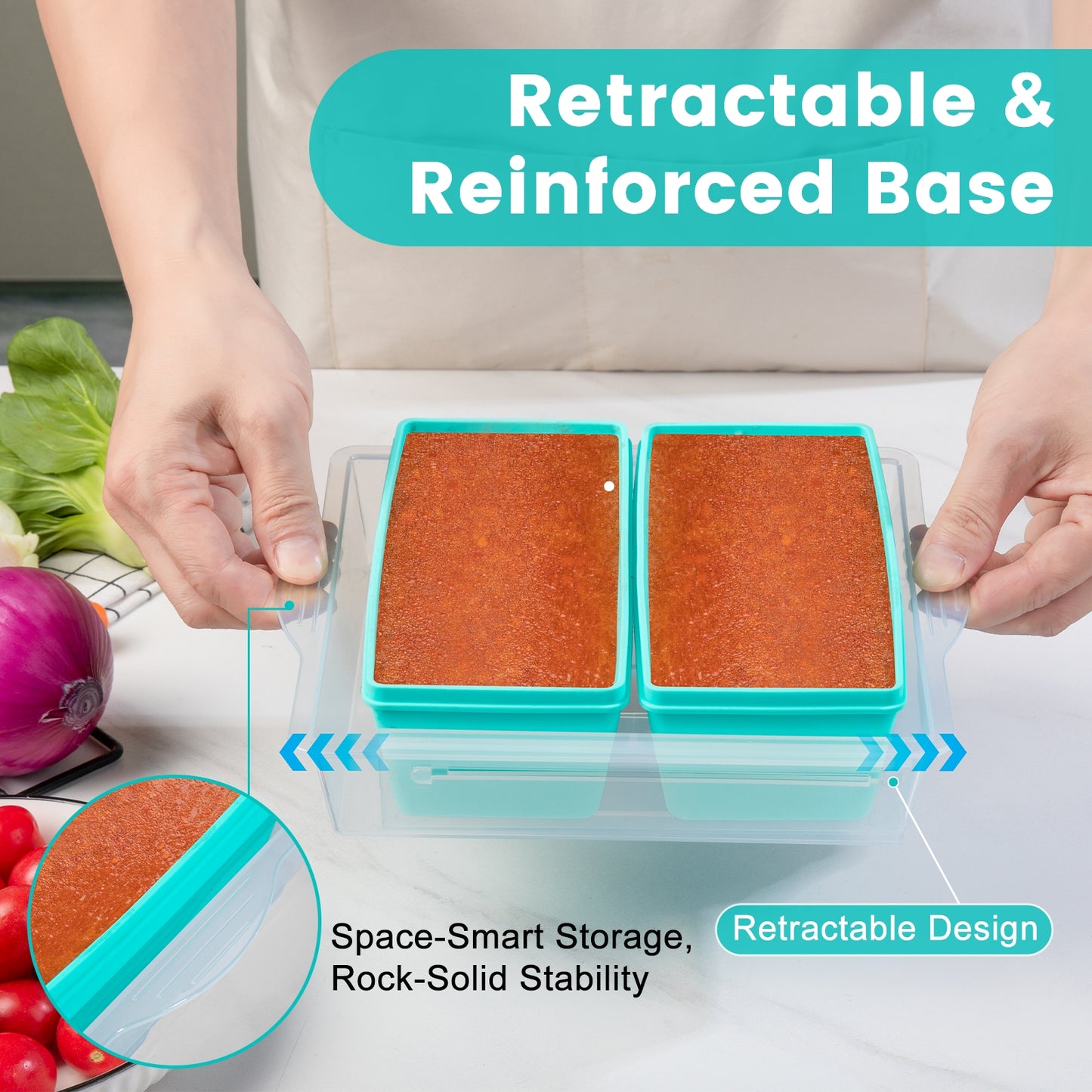 Micebay BPA-Free Silicone Freezer Molds with Retractable Base, Stackable Modular Organized, 2-Cup Portion Control Soup Cubes Freezer Tray with Lids for Meal Prep, Broth, Stews, Leftovers