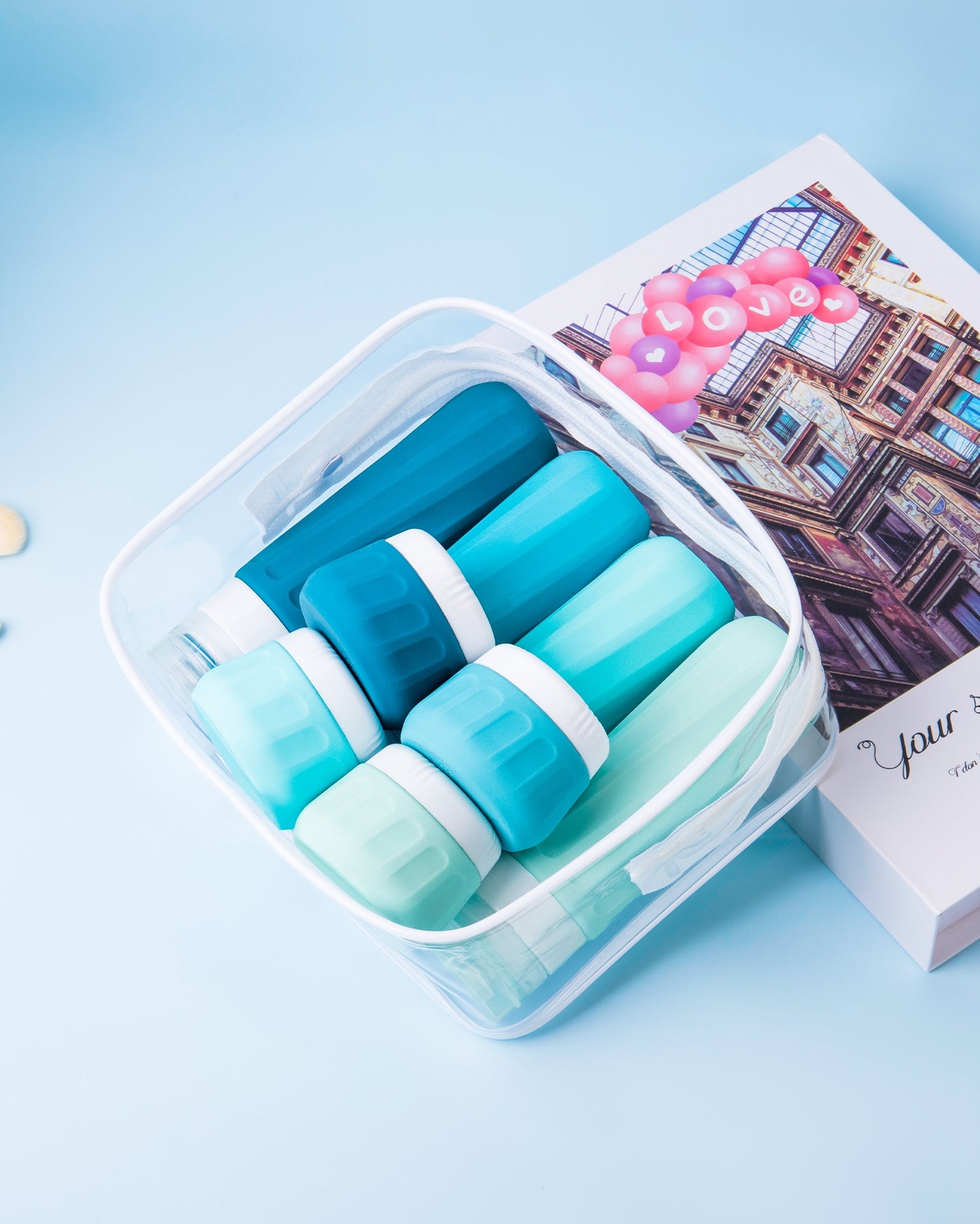 Micebay Travel Bottles for Toiletries 8 Pack, Travel Size Toiletries, Tsa Approved Travel Size Containers 3oz, with Travel Essentials Clear Bag, Leak Proof Silicone Squeezable Creams Jars
