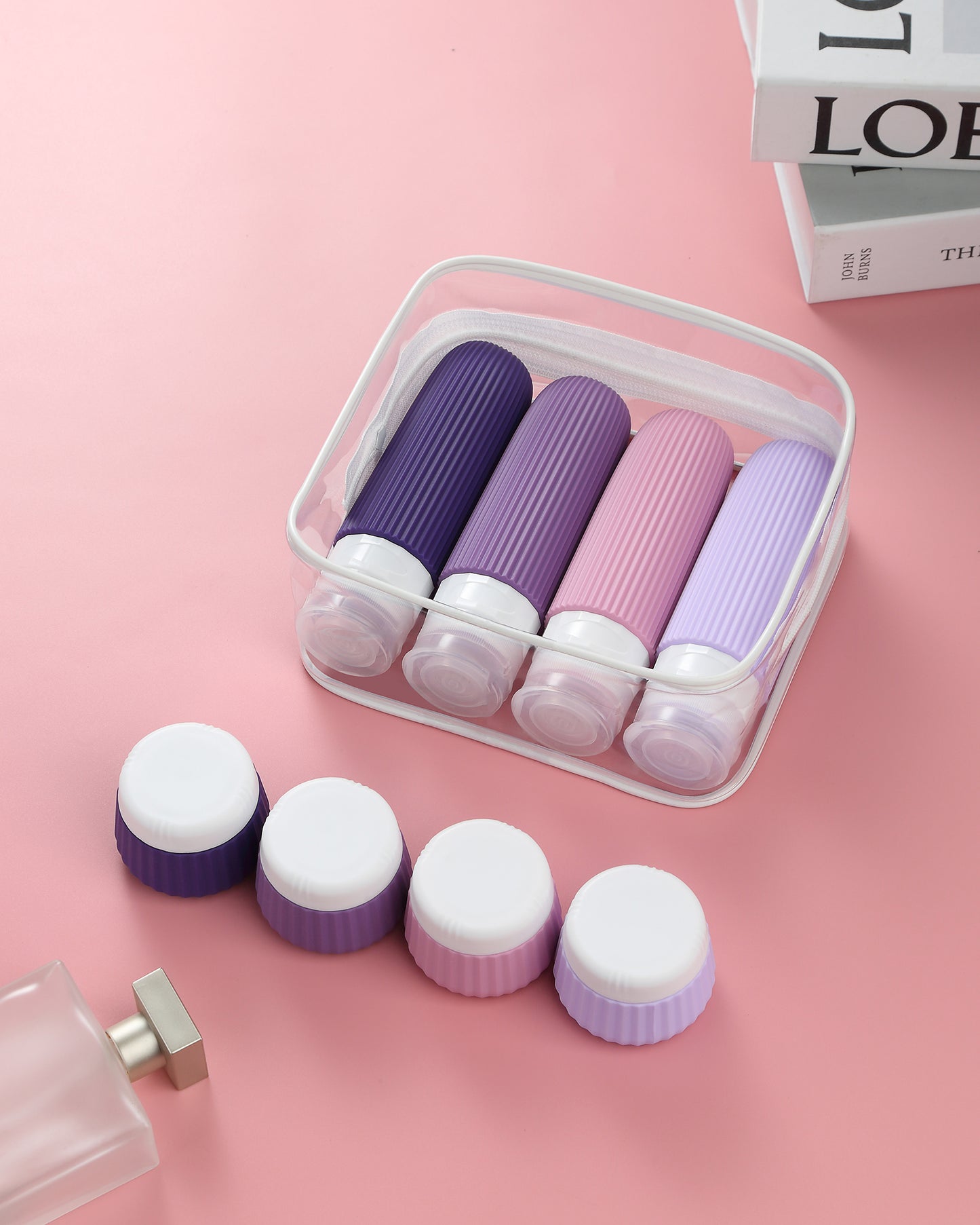 Micebay Travel Bottles - 8 Pack, TSA Approved 3 oz Travel Containers for Toiletries, Clear Bag, Leak Proof Silicone Squeezable Essentials Jars