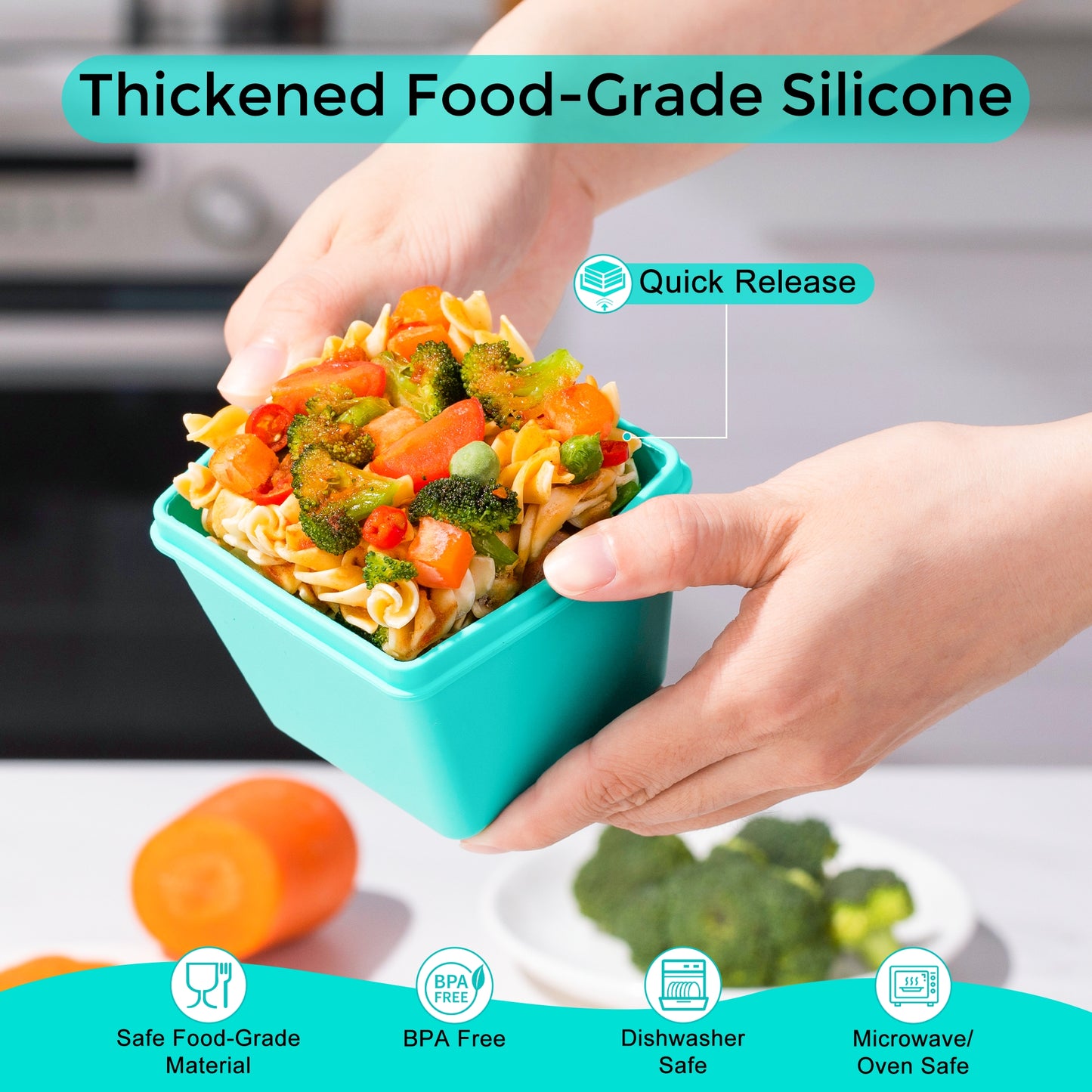 Micebay 1-Cup Silicone Freezer Molds with Lids, Individual 4-Pack Portion Soup Cubes Freezer Trays for Food Storage, Oven & Dishwasher Safe, BPA-Free, Silicone Freezer Containers for Meal Prep