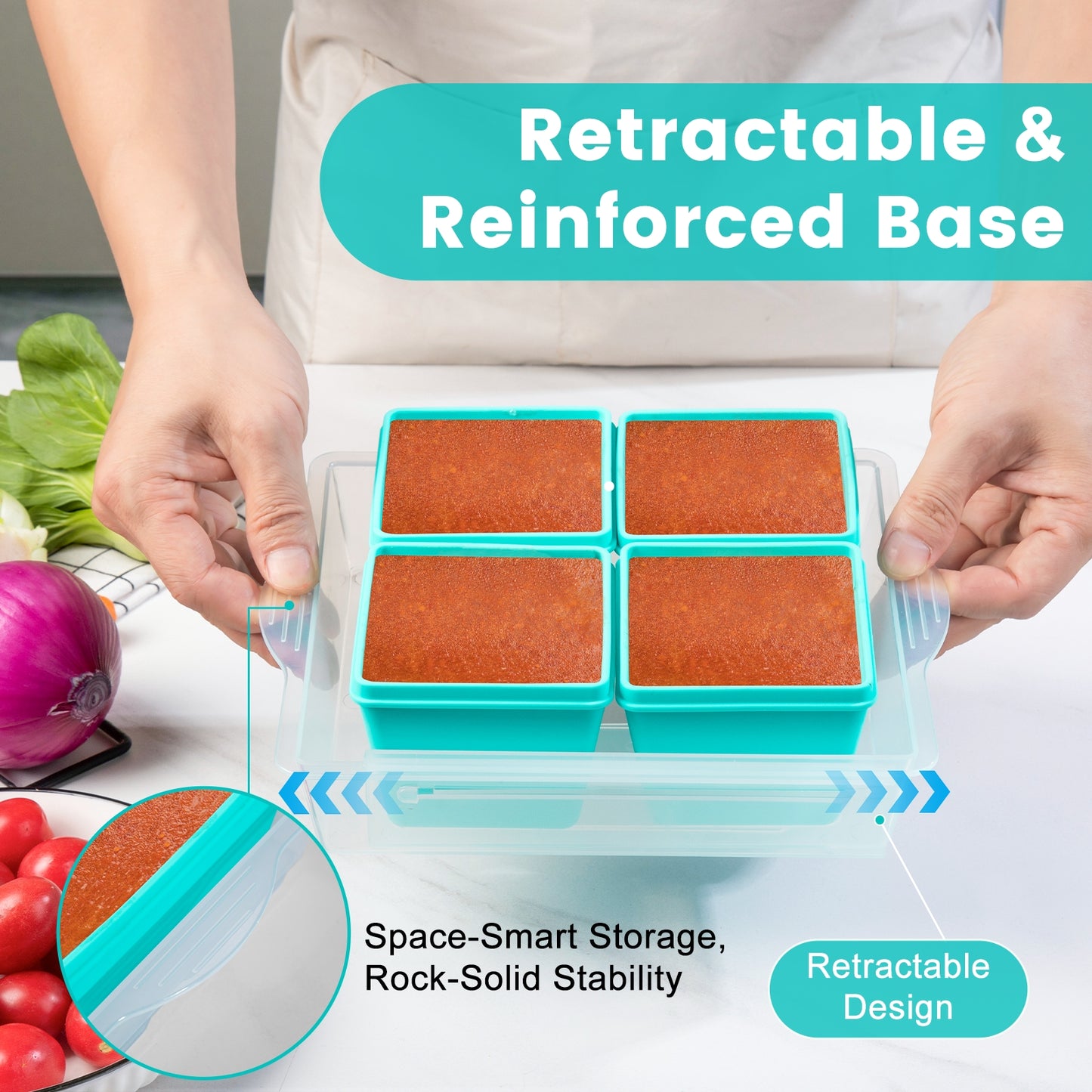 Micebay BPA-Free Silicone Freezer Molds with Retractable Base, Stackable Modular Organized, 1-Cup Portion Control Soup Cubes Freezer Tray with Lids for Meal Prep, Broth, Stews, Leftovers