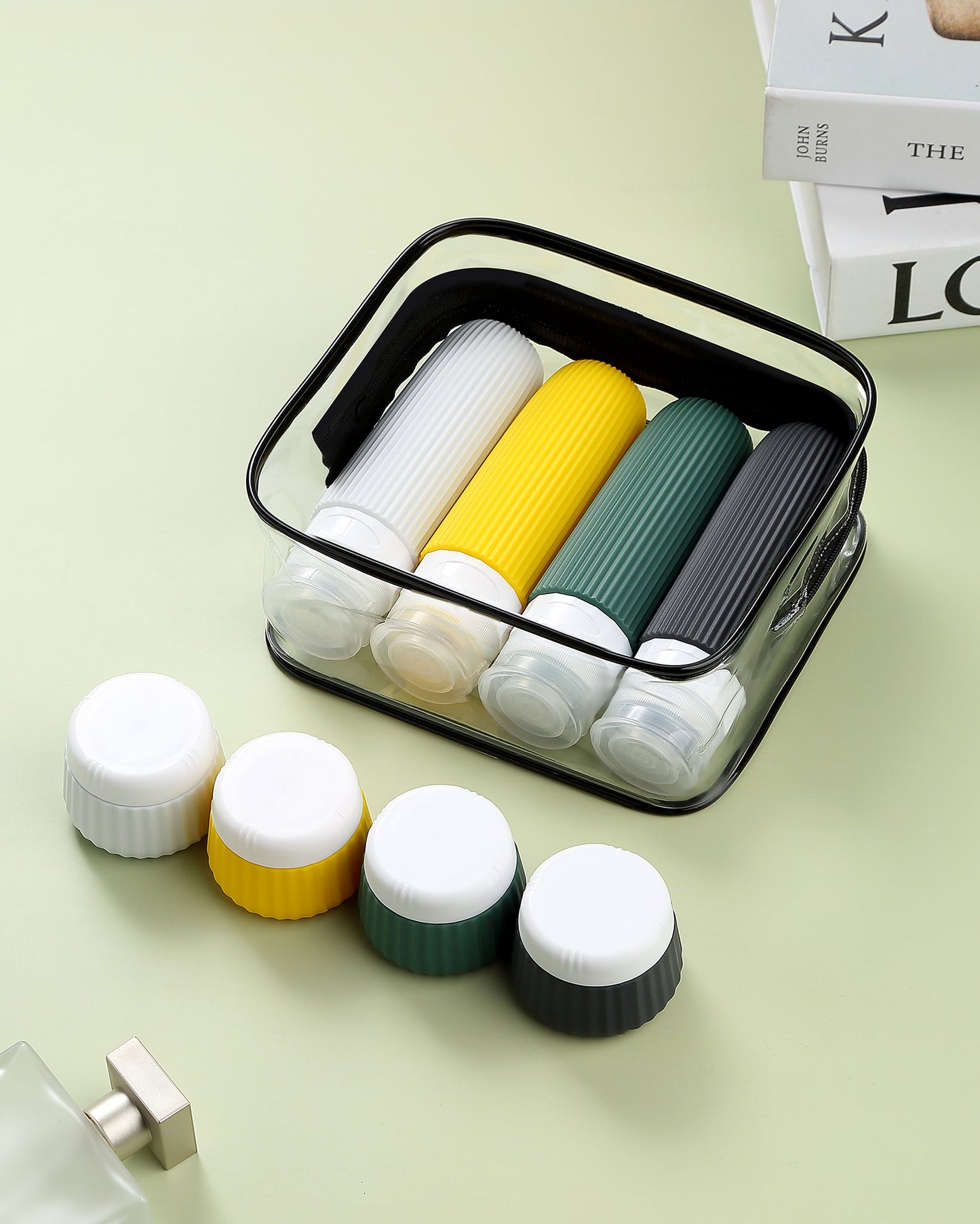 Micebay Travel Bottles - 8 Pack, TSA Approved 3 oz Travel Containers for Toiletries, Clear Bag, Leak Proof Silicone Squeezable Essentials Jars