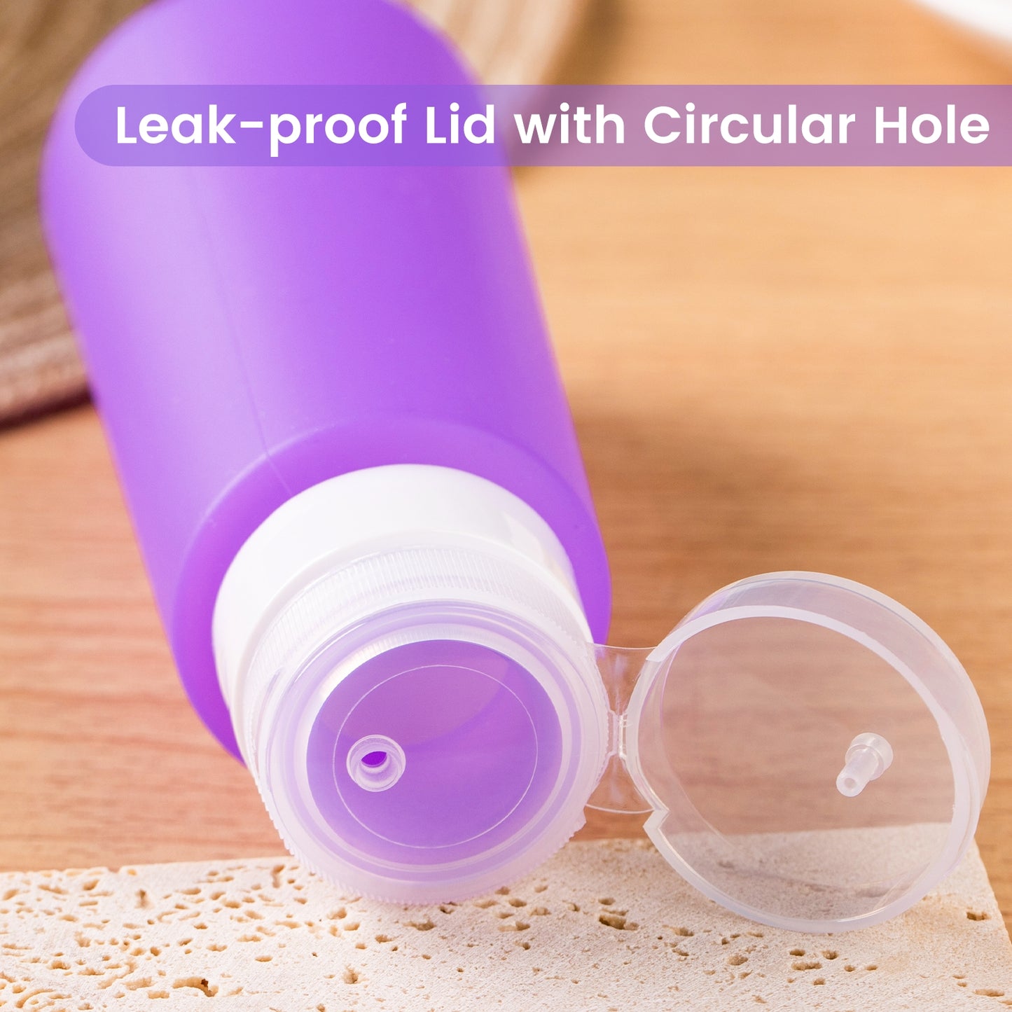 Micebay 6 oz Silicone Condiment Squeeze Bottles, Leakproof Mini Sauce Containers with Reusable Bag, 4-Pack for Meal Prep and Bento Boxes, Purple