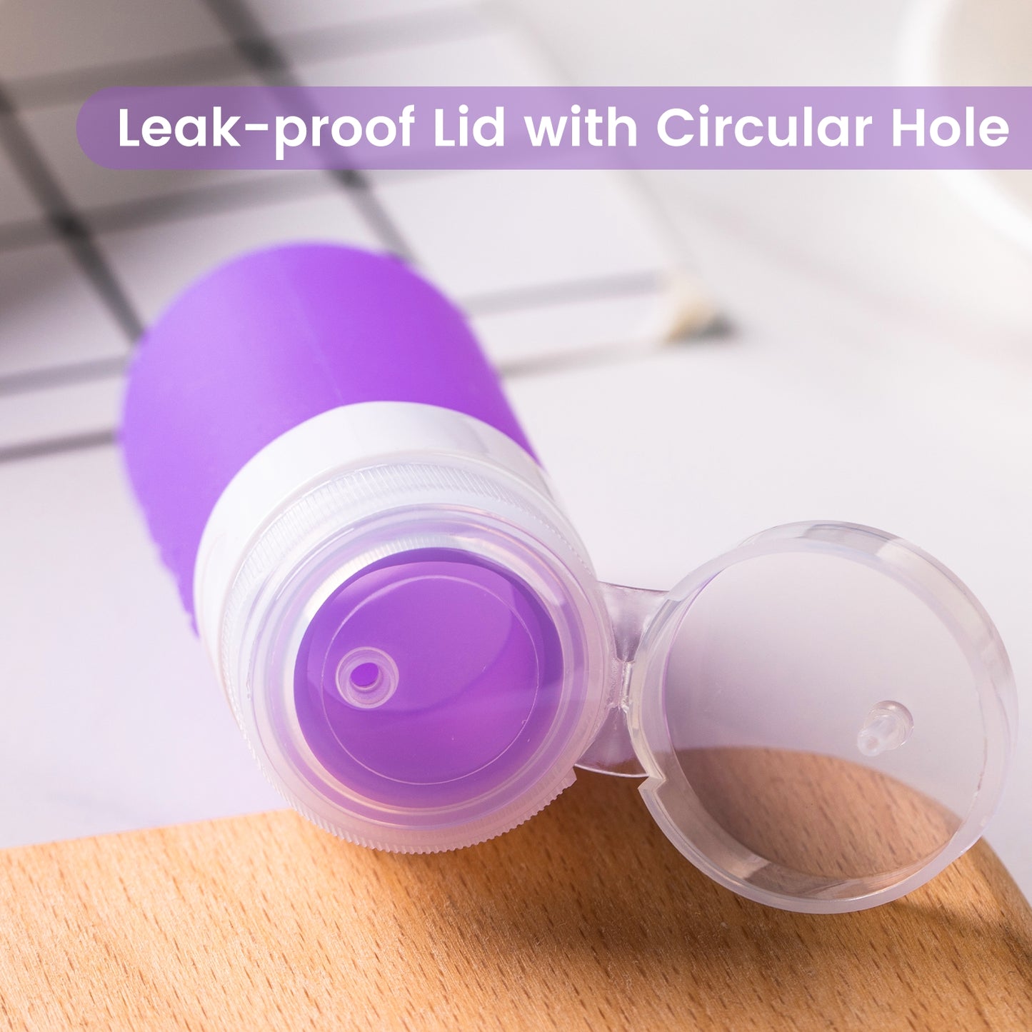 Micebay 2 oz Silicone Condiment Squeeze Bottles, Leakproof Mini Sauce Containers with Reusable Bag, 4-Pack for Meal Prep and Bento Boxes, Purple