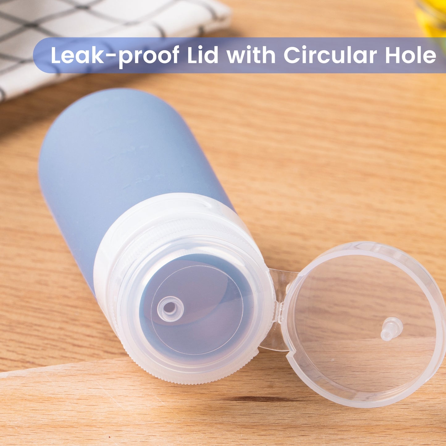 Micebay 3 oz Silicone Condiment Squeeze Bottles, Leakproof Mini Sauce Containers with Reusable Bag, 4-Pack for Meal Prep and Bento Boxes, Blue