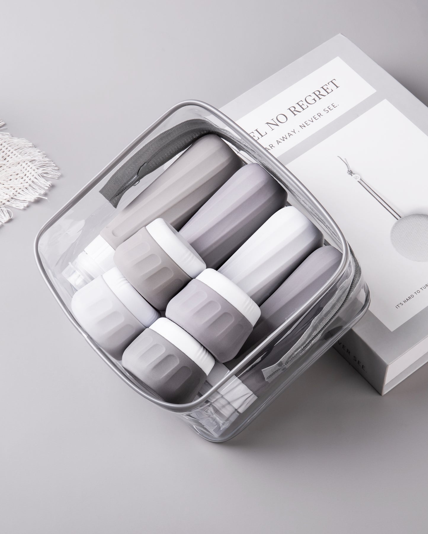 Micebay Travel Bottles for Toiletries 8 Pack, Travel Size Toiletries, Tsa Approved Travel Size Containers 3oz, with Travel Essentials Clear Bag, Leak Proof Silicone Squeezable Creams Jars