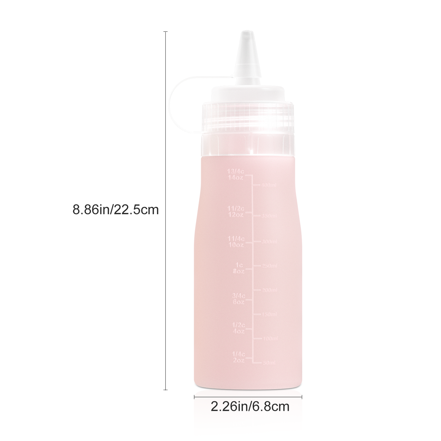 Micebay 16 oz Silicone Condiment Squeeze Bottles, Leak Proof, BPA Free, with Interchangeable Lids, Set of 4 for Oil, Honey, Dressing, Pink