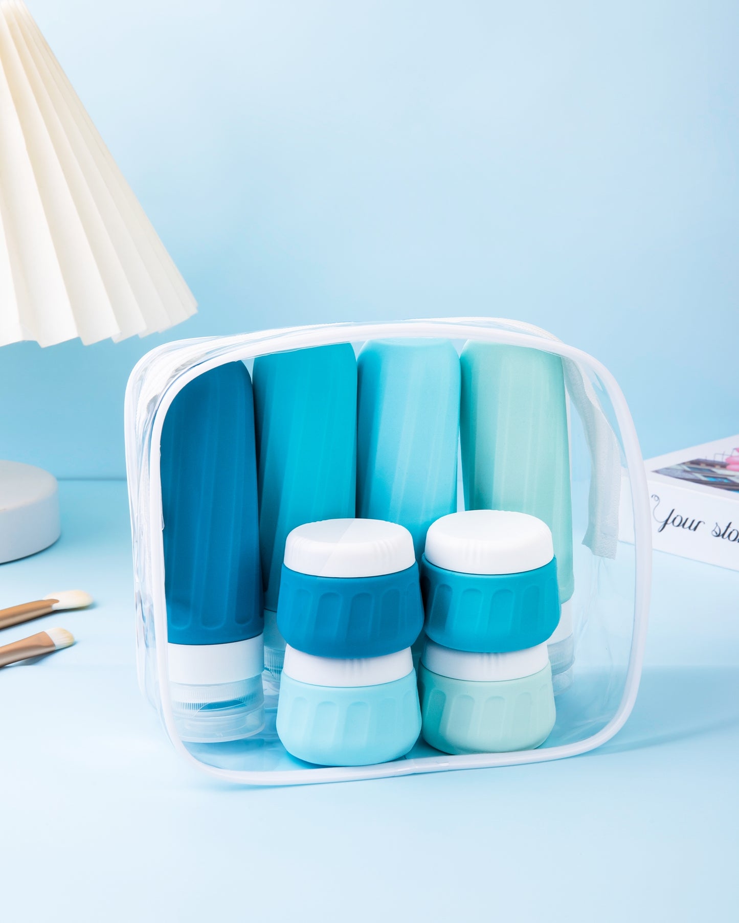 Micebay Travel Bottles for Toiletries 8 Pack, Travel Size Toiletries, Tsa Approved Travel Size Containers 3oz, with Travel Essentials Clear Bag, Leak Proof Silicone Squeezable Creams Jars