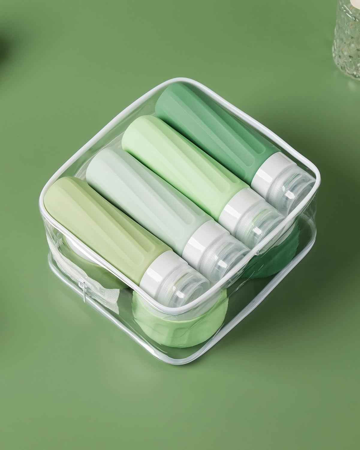 Micebay Travel Bottles for Toiletries 8 Pack, Travel Size Toiletries, Tsa Approved Travel Size Containers 3oz, with Travel Essentials Clear Bag, Leak Proof Silicone Squeezable Creams Jars
