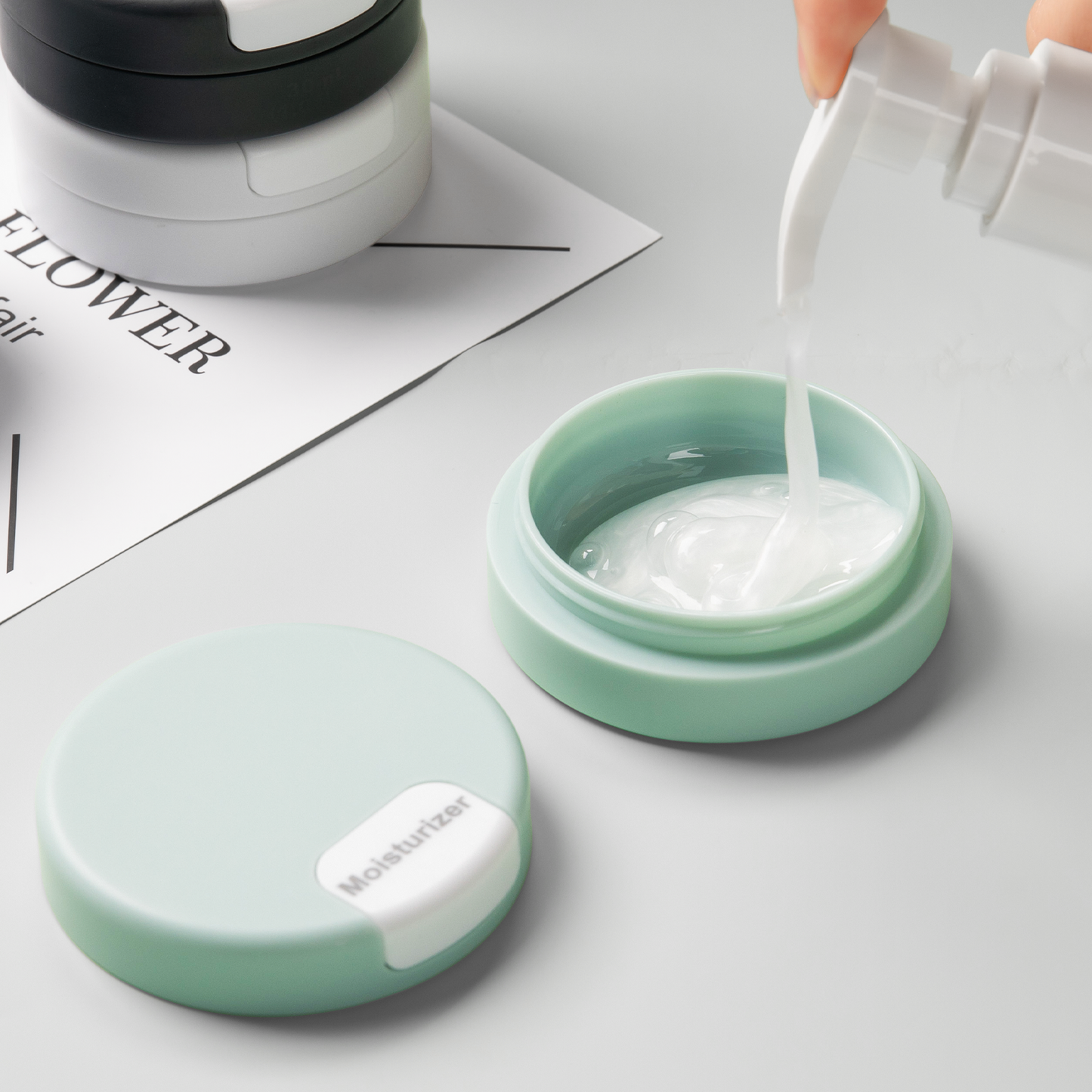 Micebay Travel Containers for Toiletries, Silicone Cream Jars TSA Approved Travel Size Containers with Clear Bag, Leak-proof Travel Accessories with Lid for Cosmetic Face Body Hand Cream (4 Pack)