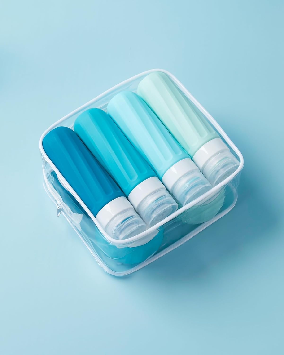 Micebay Travel Bottles for Toiletries 8 Pack, Travel Size Toiletries, Tsa Approved Travel Size Containers 3oz, with Travel Essentials Clear Bag, Leak Proof Silicone Squeezable Creams Jars