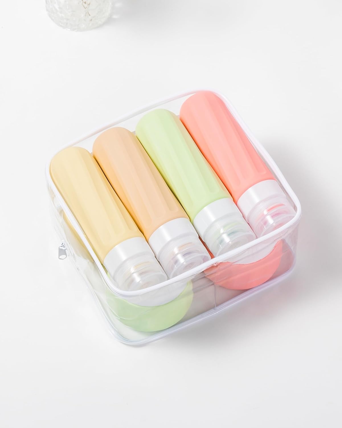 Micebay Travel Bottles for Toiletries 8 Pack, Travel Size Toiletries, Tsa Approved Travel Size Containers 3oz, with Travel Essentials Clear Bag, Leak Proof Silicone Squeezable Creams Jars